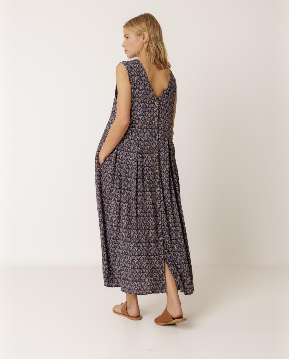 Vestido sem Mangas com Decote em Bico Azul-marinho-3