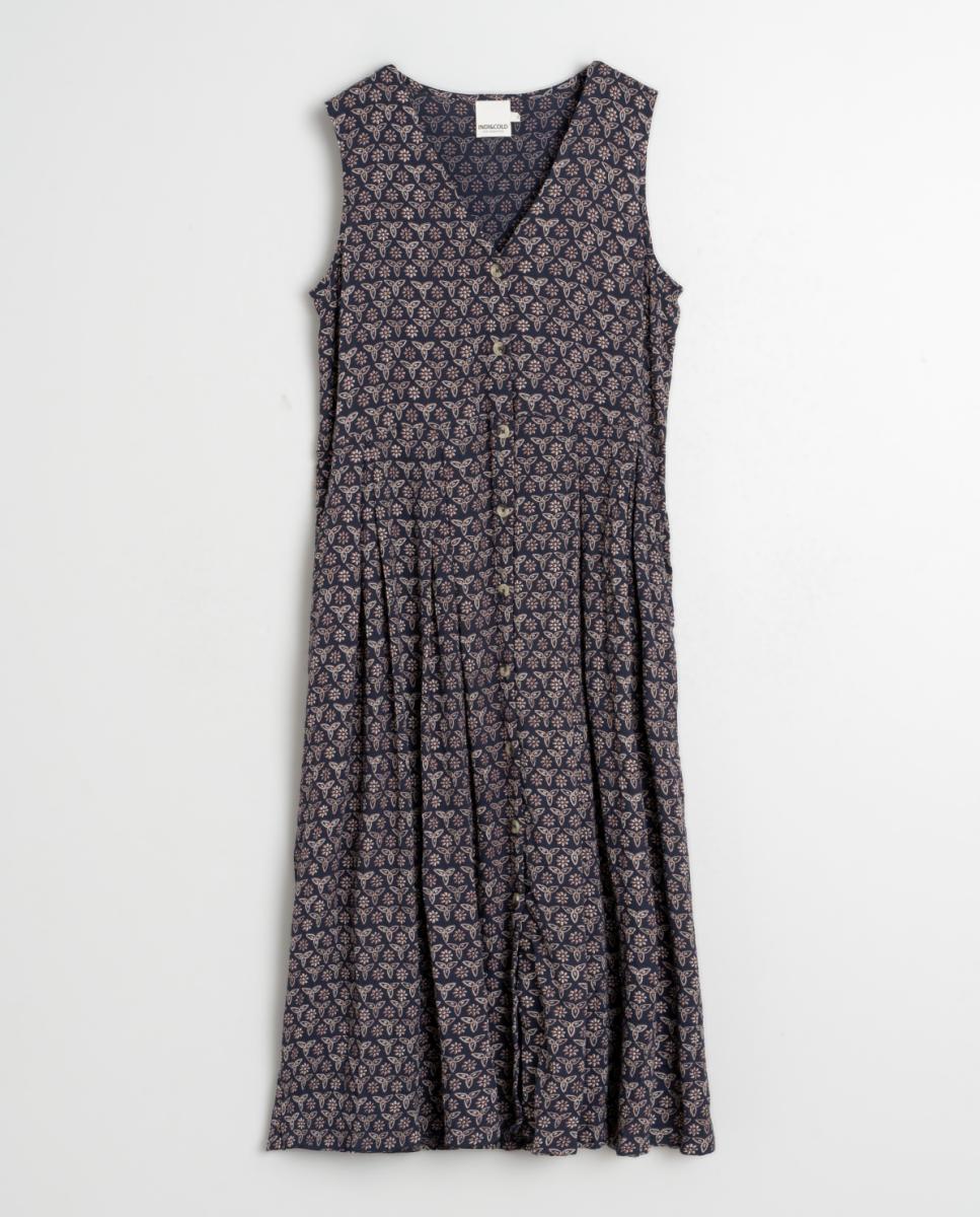 Vestido sem Mangas com Decote em Bico Azul-marinho-4