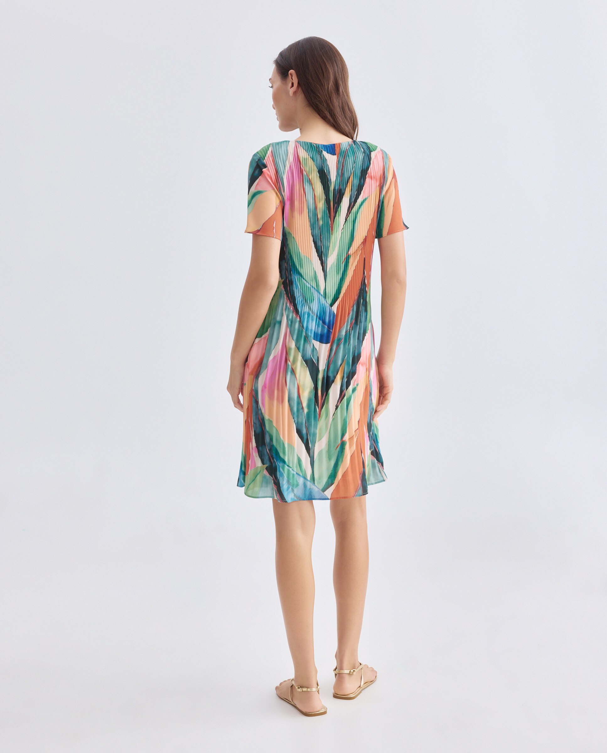 Vestido estampado com manga curta Multicolor-3