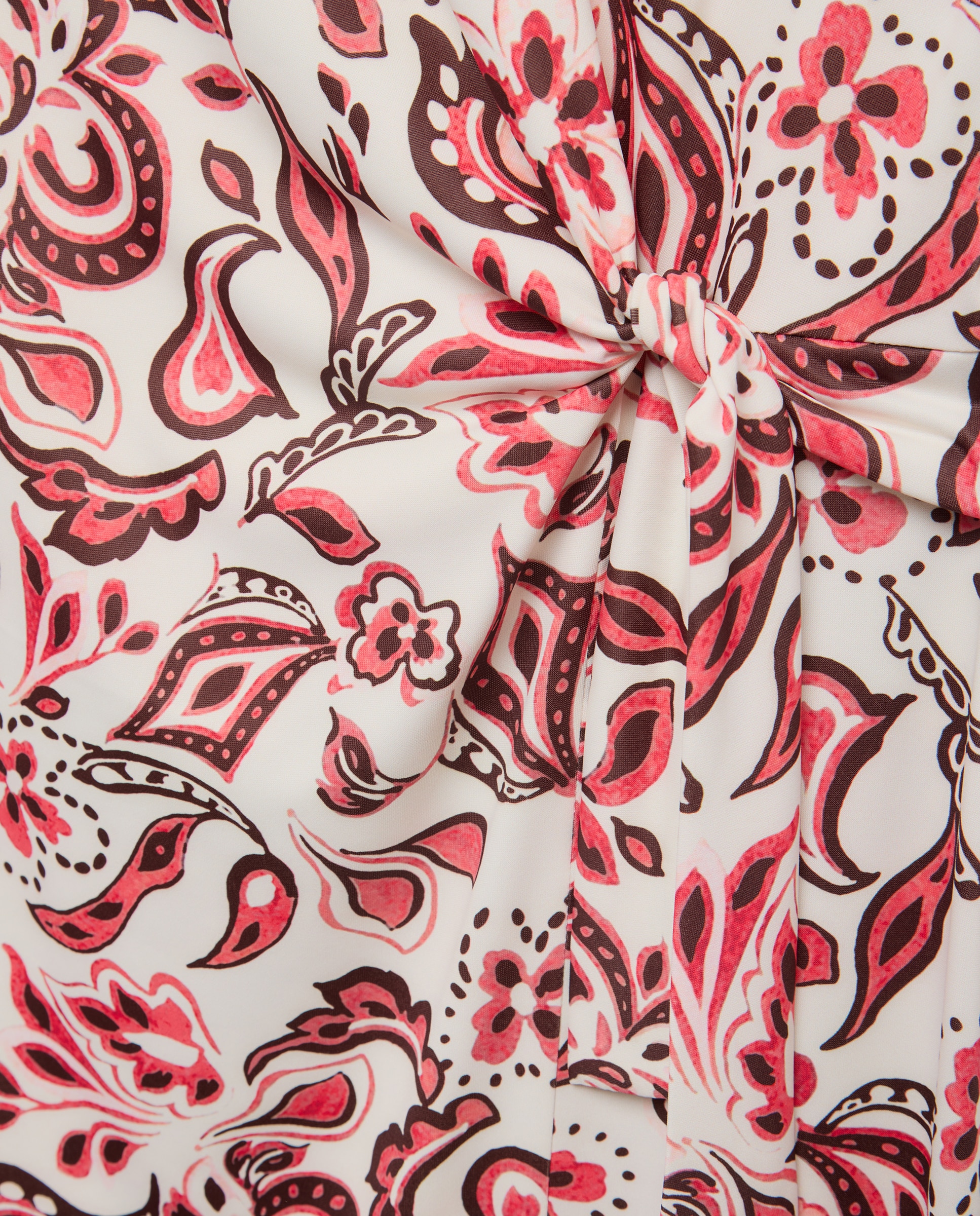Vestido Estampado com Manga Curta Coral-5