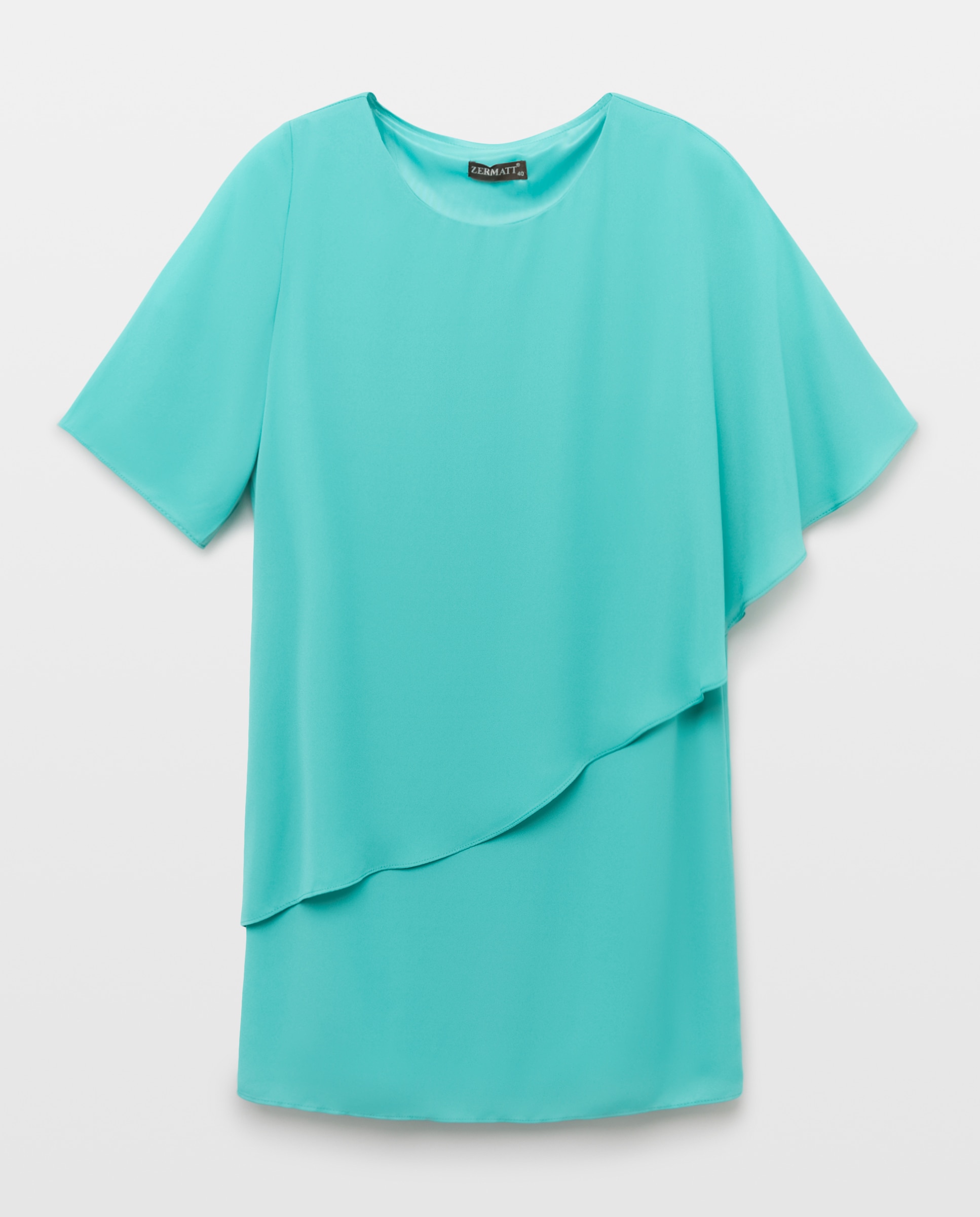 Vestido liso, manga 3/4 Verde-4