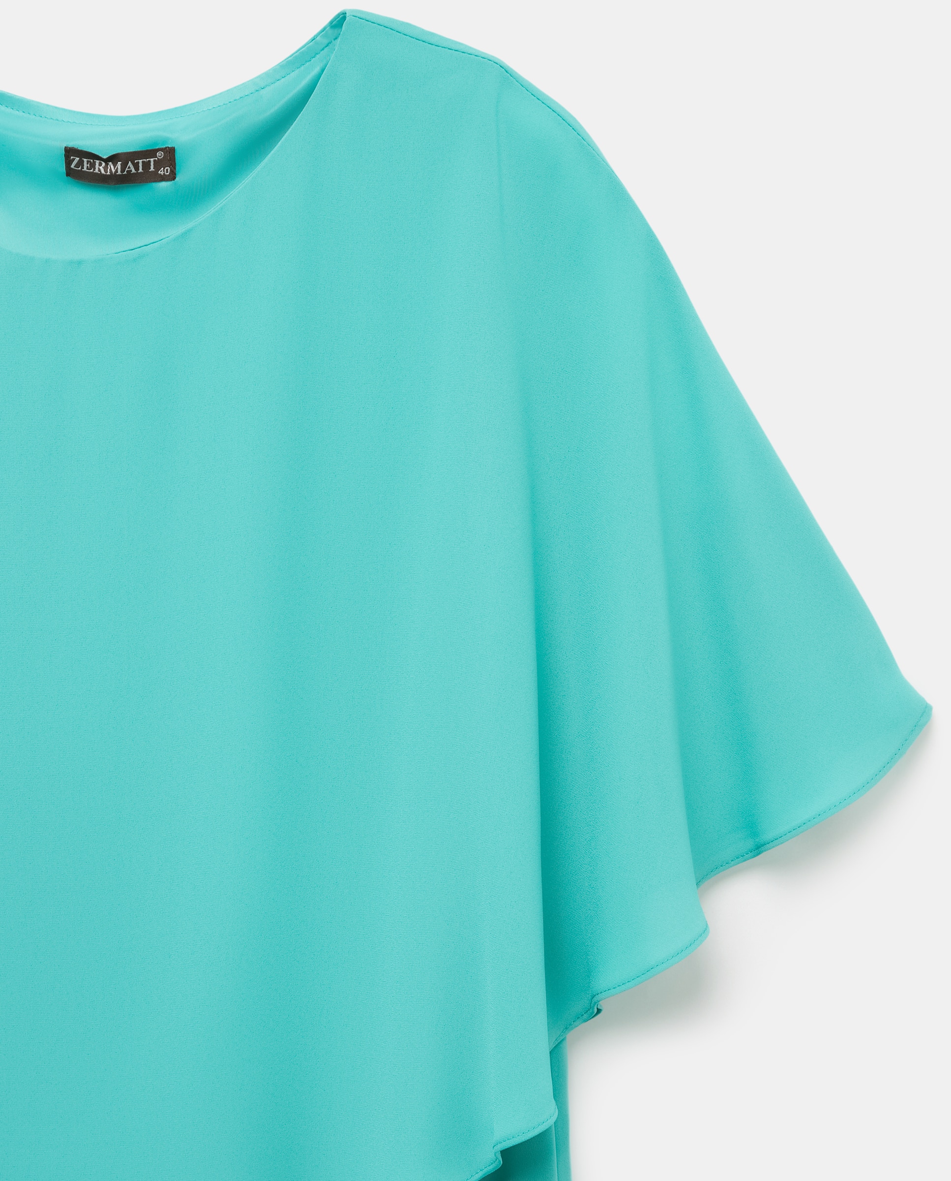 Vestido liso, manga 3/4 Verde-5