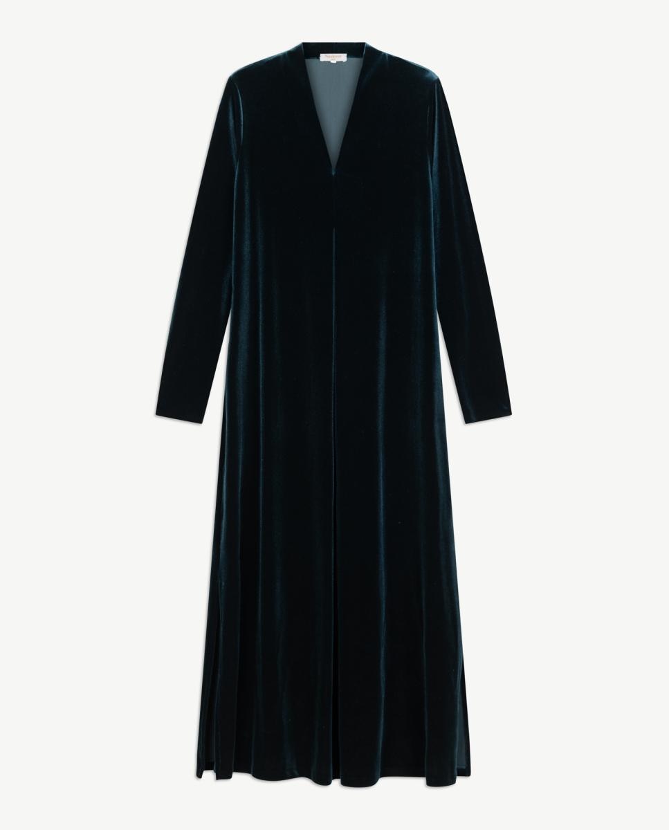 Vestido de terciopelo con pliegue central - Naulover - Verde oscuro Verde oscuro-5