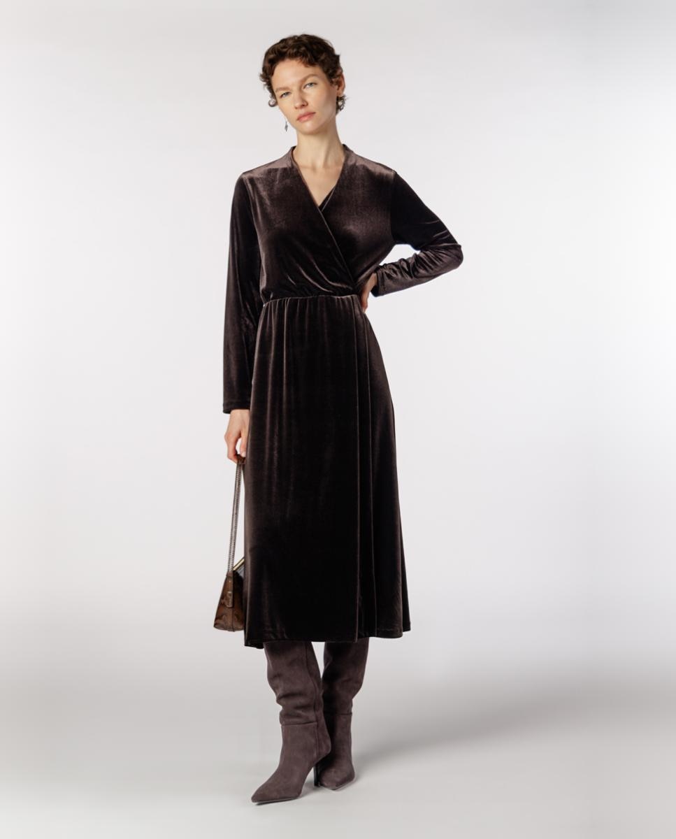 Imagem 0 de Vestido de Veludo Cruzado