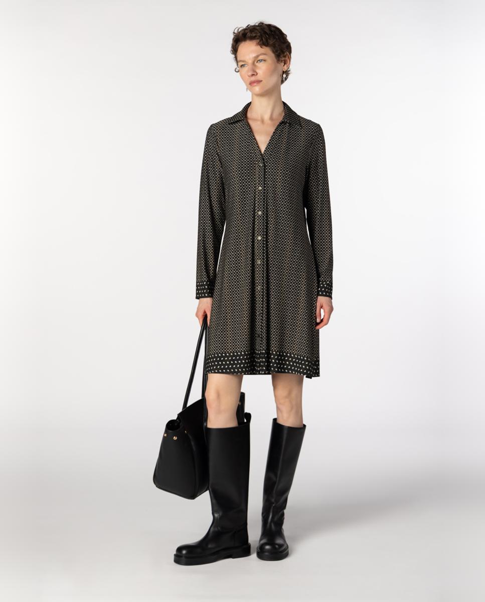 Imagen 0 de Vestido camisero con estampado geométrico Verde oscuro
