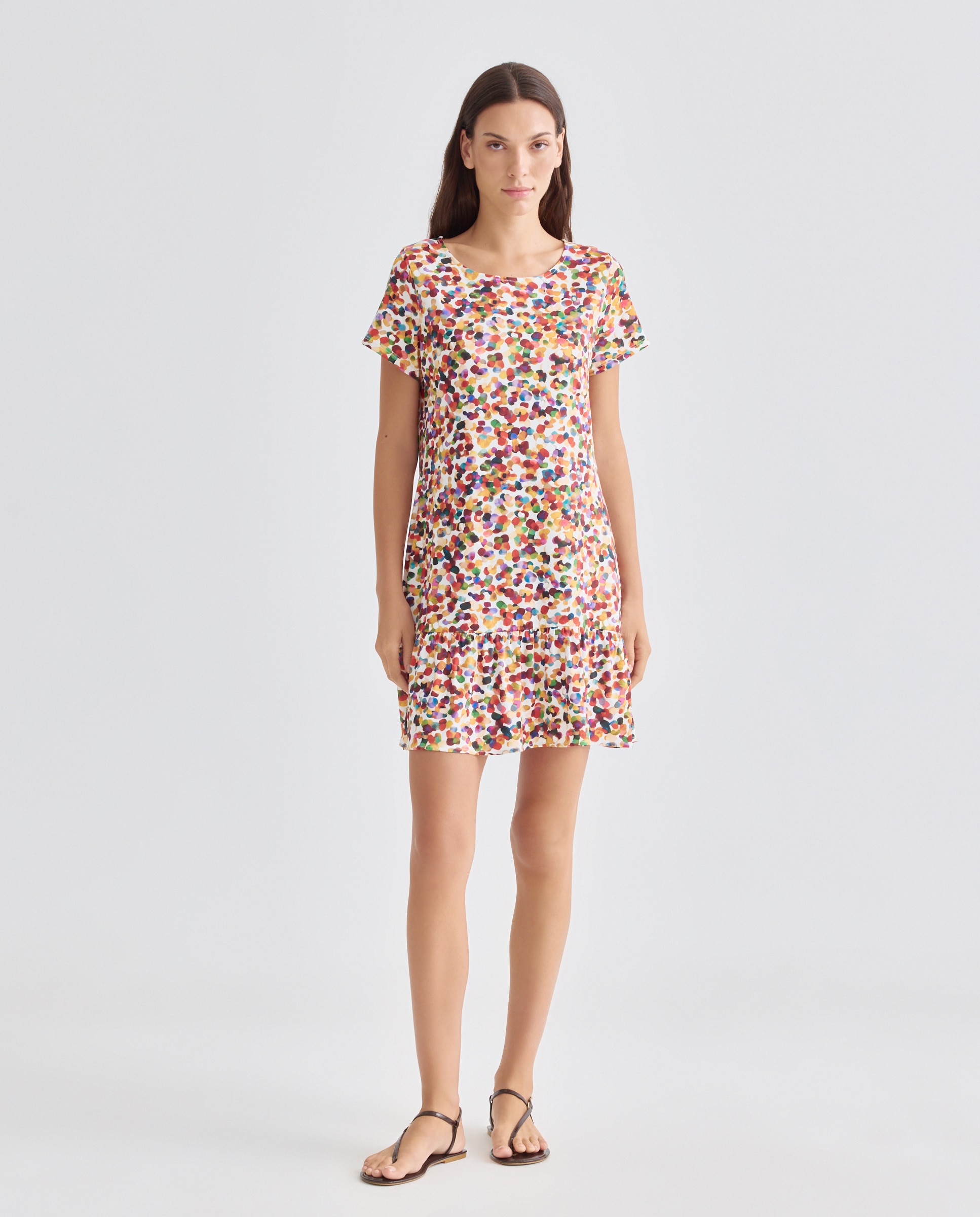 Vestido Estampado com Manga Curta Multicolor-2