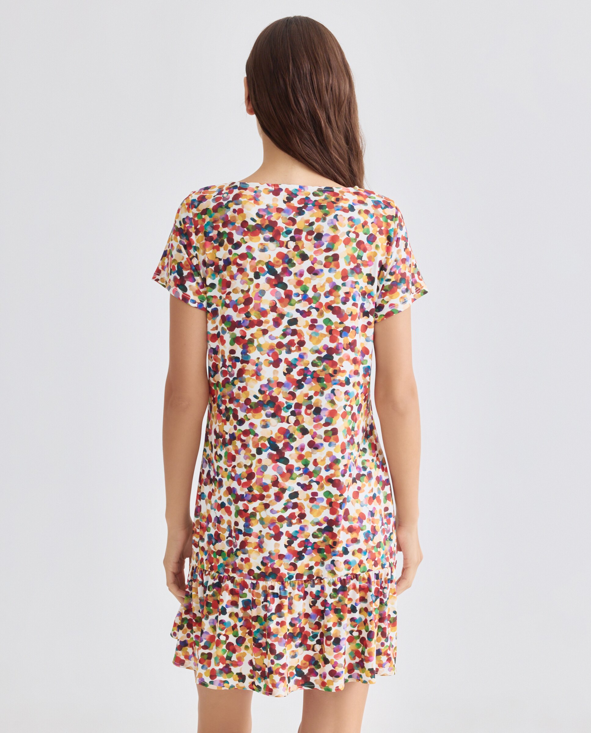 Vestido Estampado com Manga Curta Multicolor-3