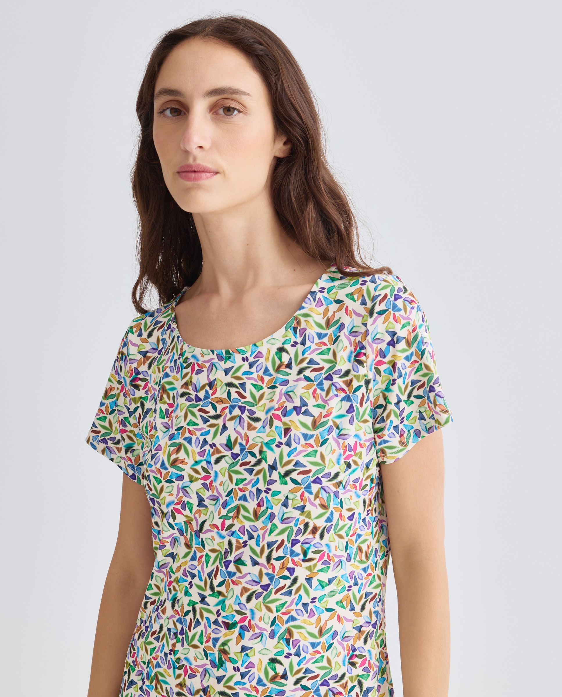 Vestido Estampado com Manga Curta Multicolor-2