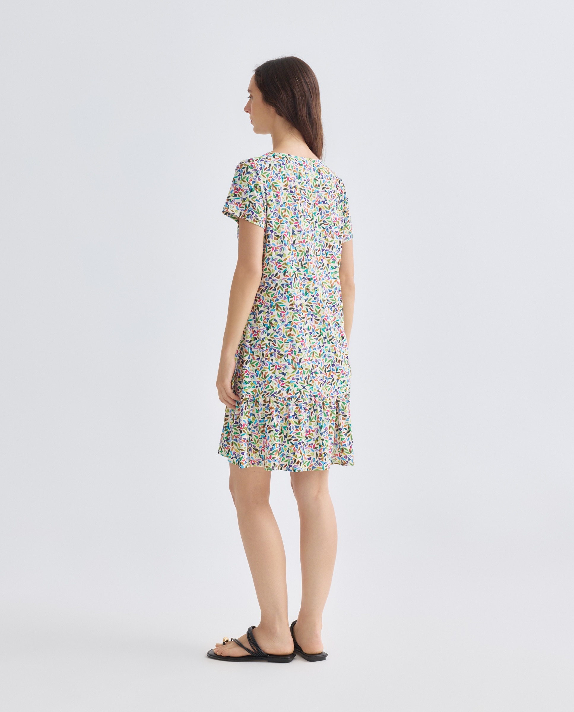 Vestido Estampado com Manga Curta Multicolor-3