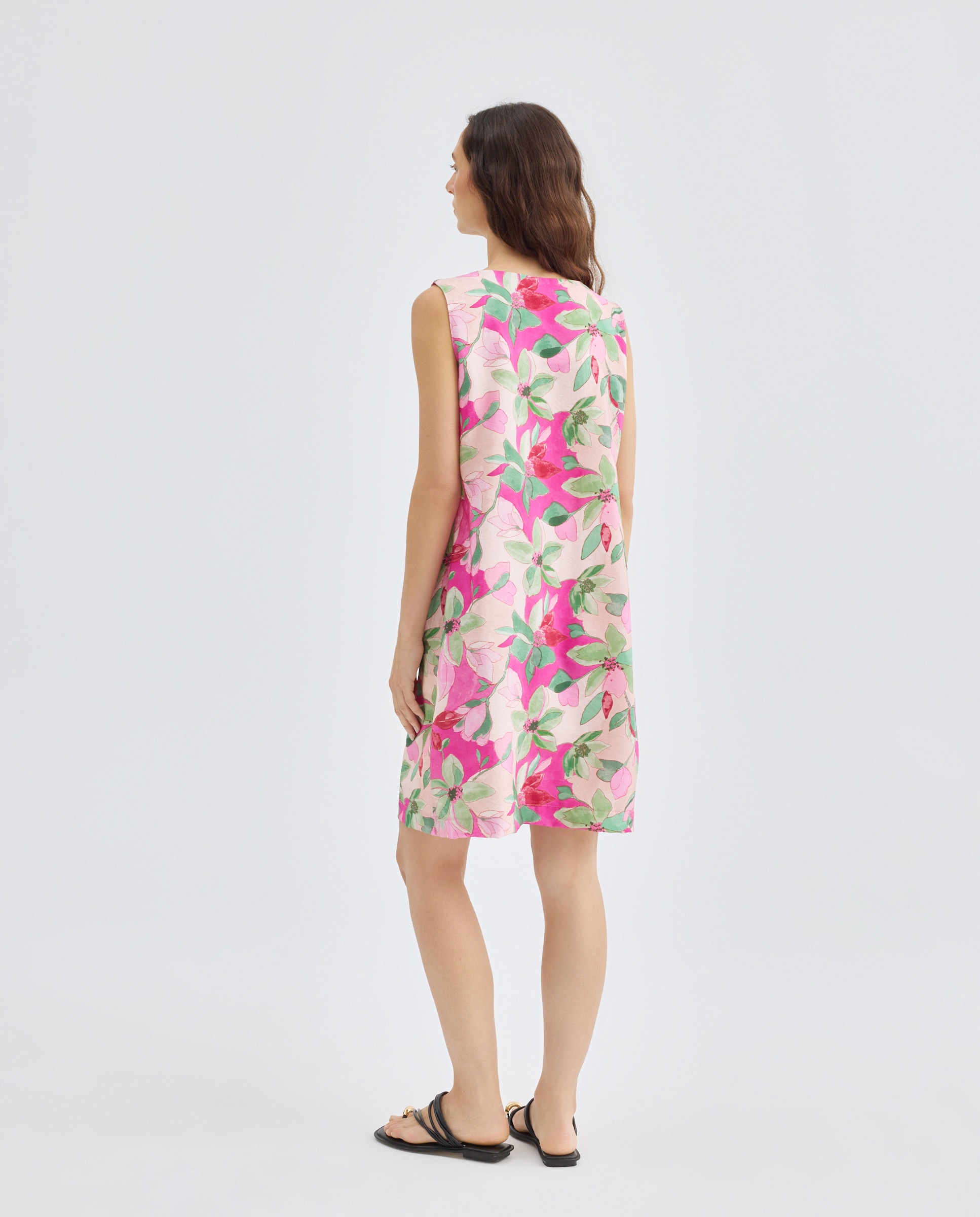 Vestido sem mangas estampado Rosa-3