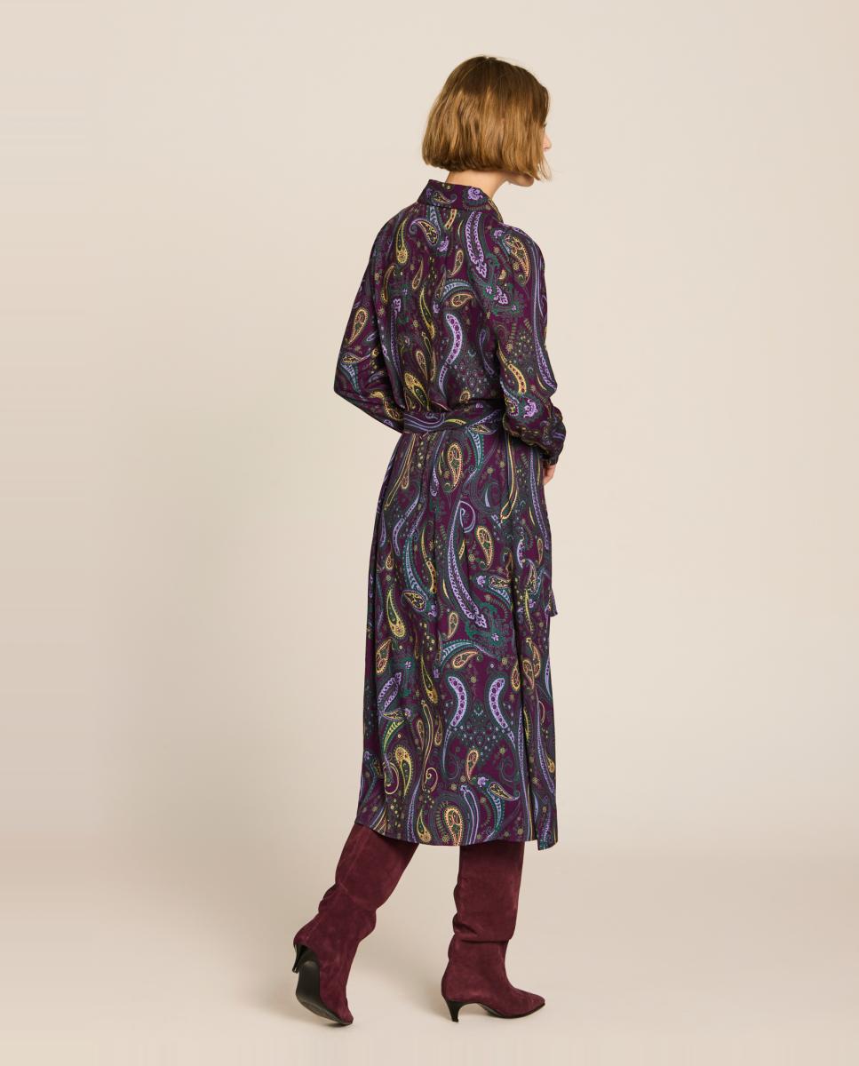 Vestido com Estampado Paisley Beringela-2