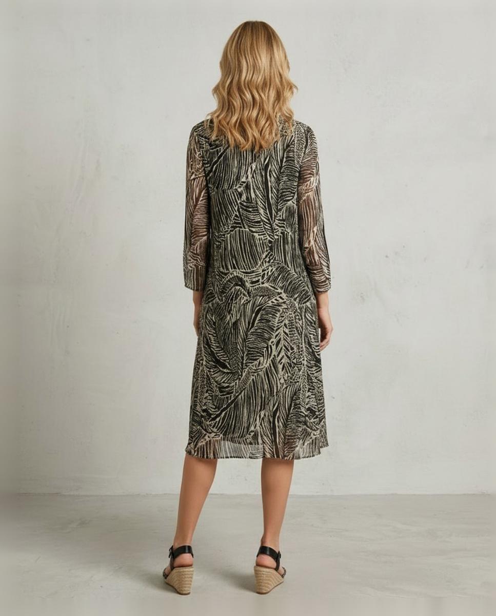 Vestido estampado com manga curta Preto-2