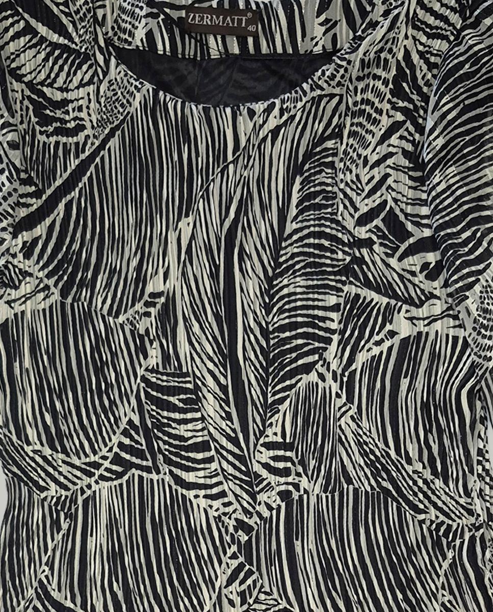 Vestido estampado com manga curta Preto-3