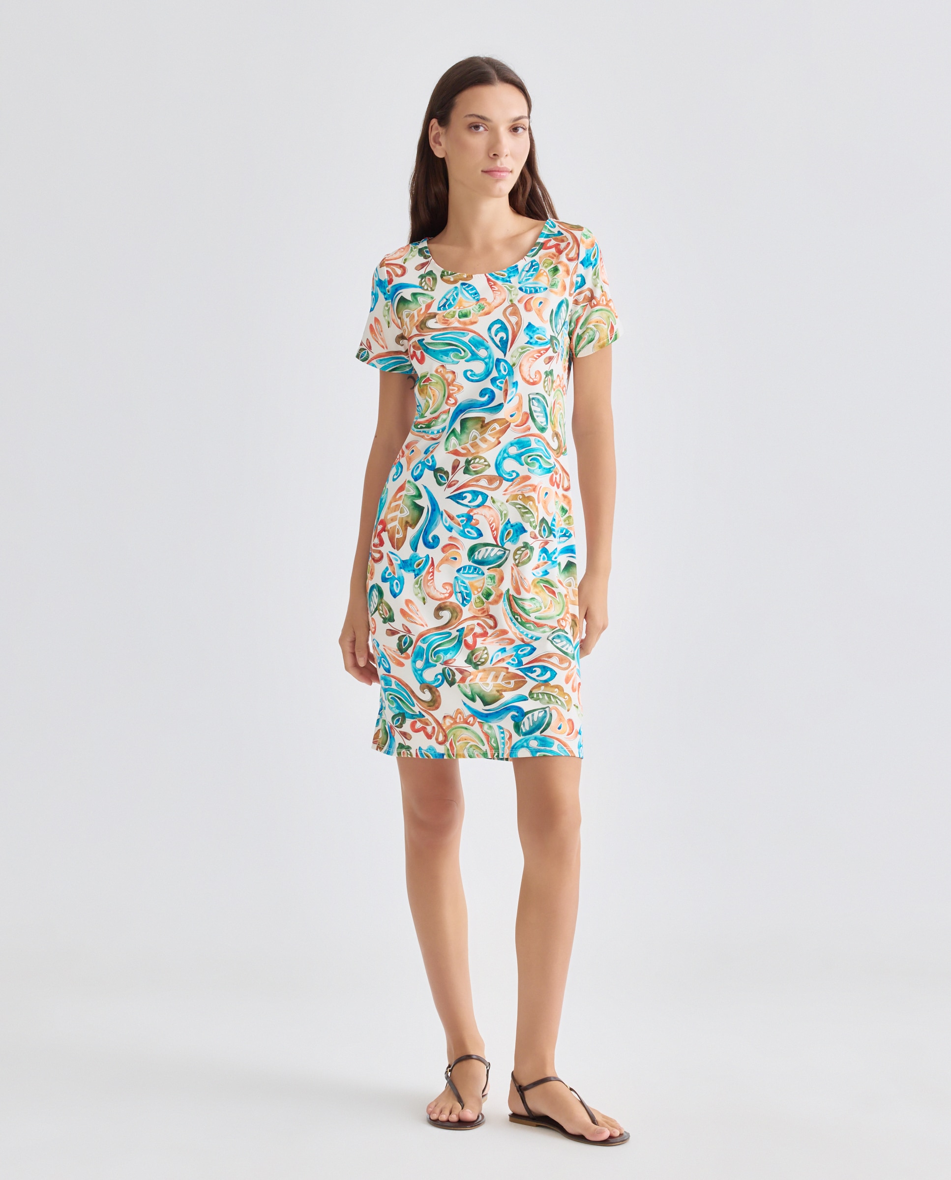 Imagem 0 de Vestido Estampado com Manga Curta