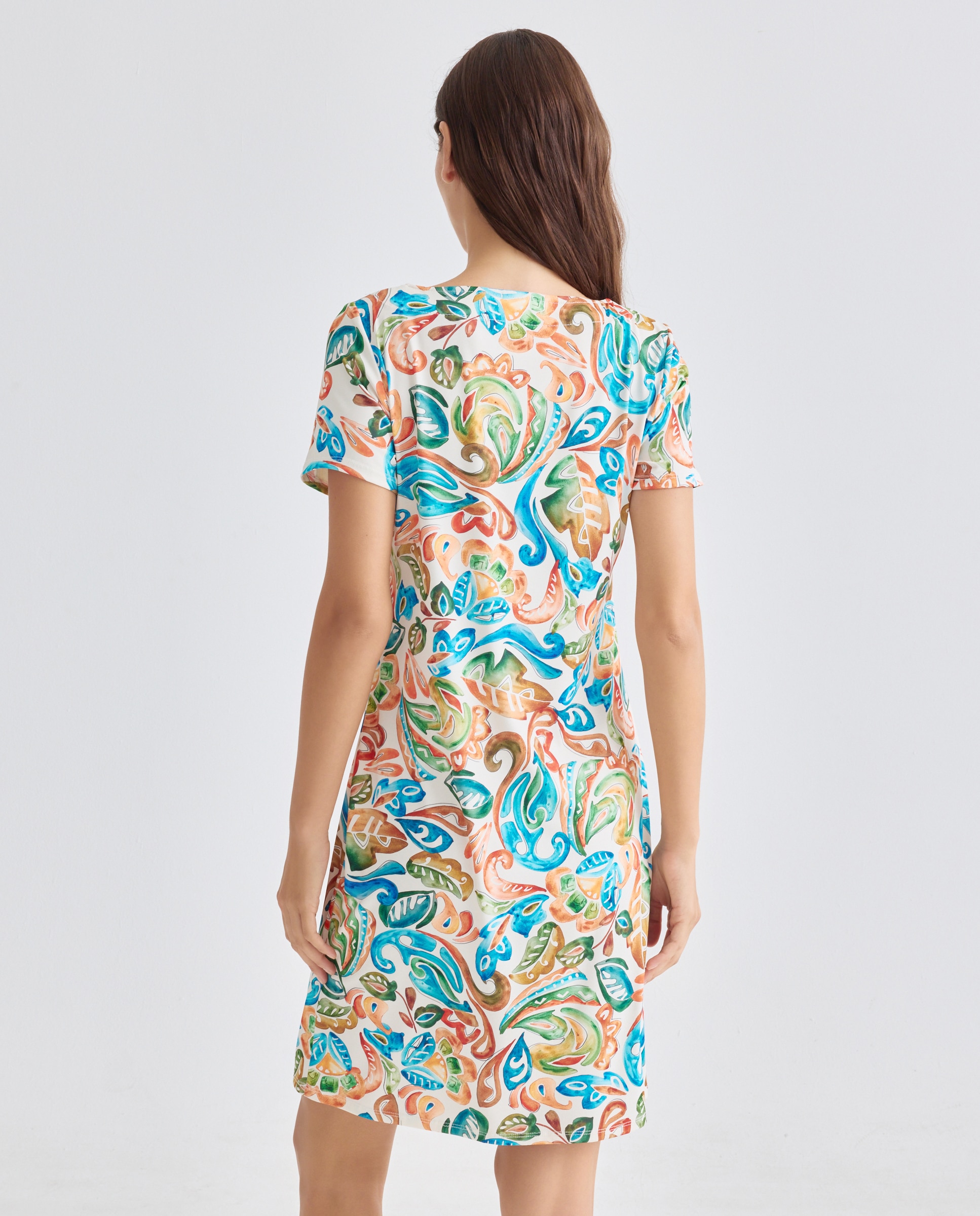 Vestido Estampado com Manga Curta Multicolor-3