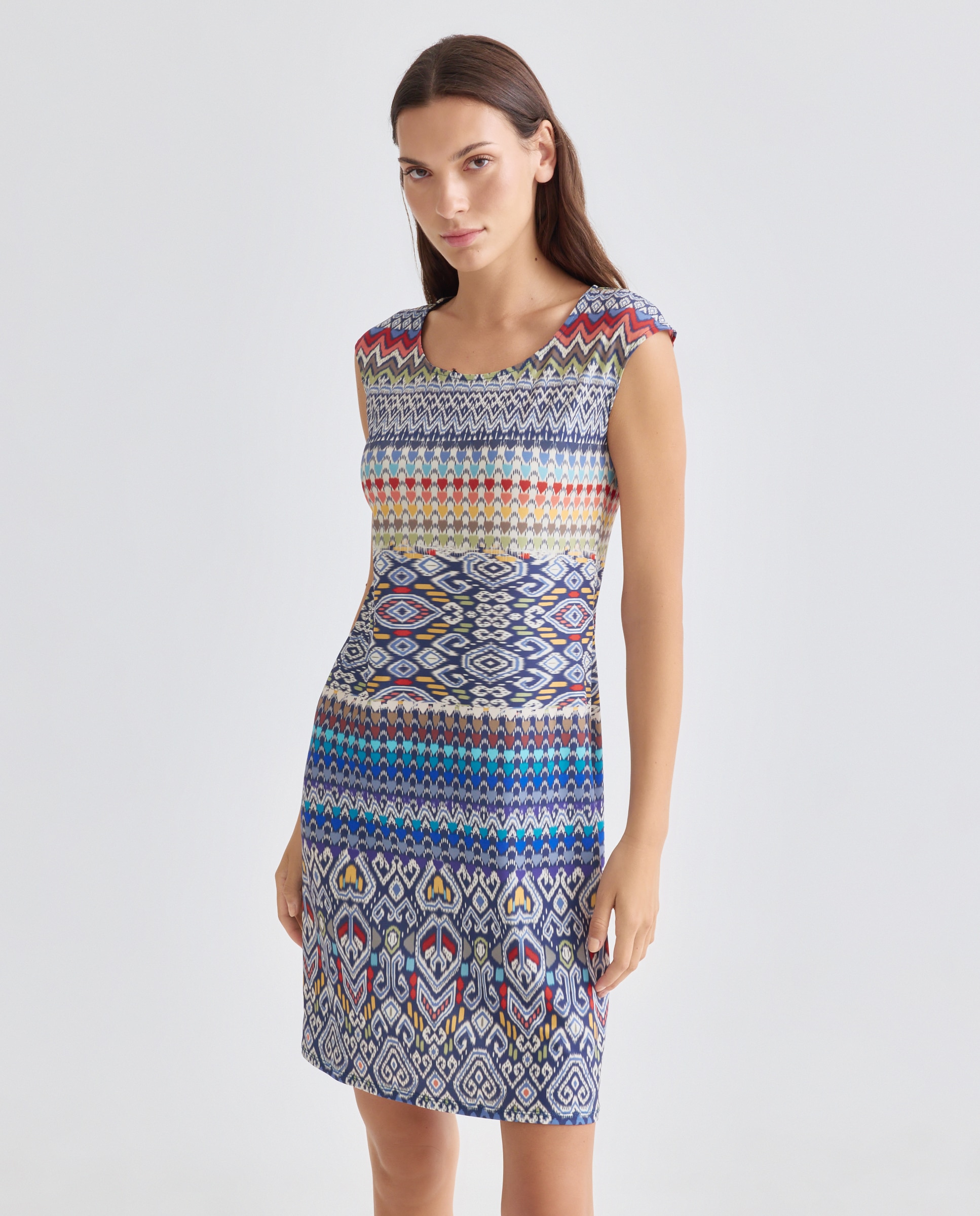 Vestido Estampado com Manga Curta Multicolor-2