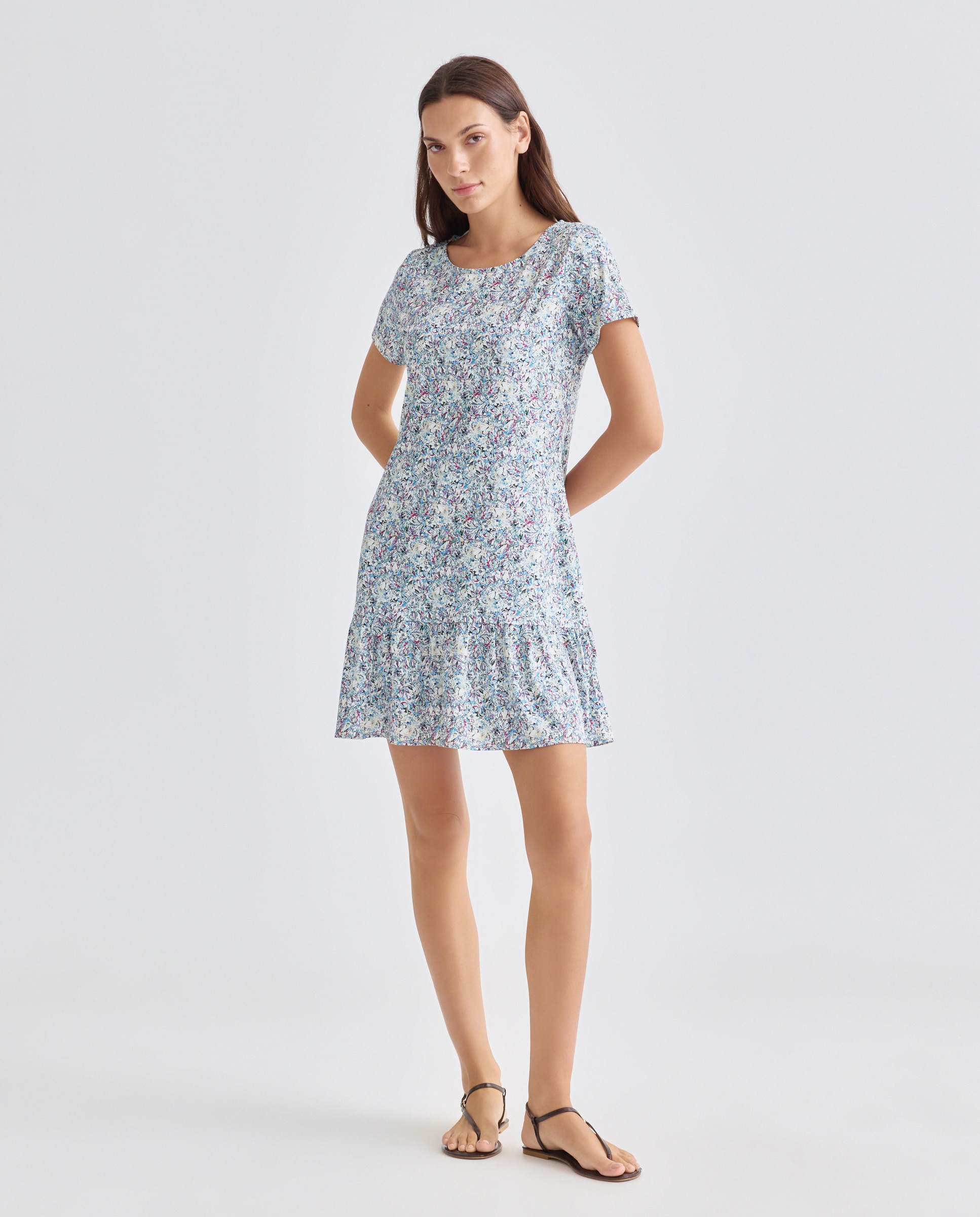 Imagem 0 de Vestido Estampado com Manga Curta