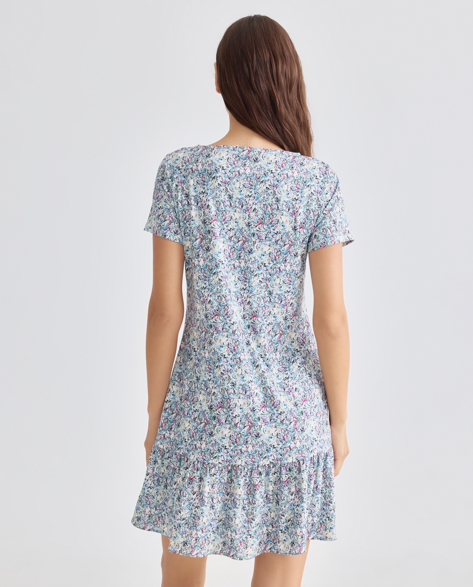 Vestido Estampado com Manga Curta Multicolor-3