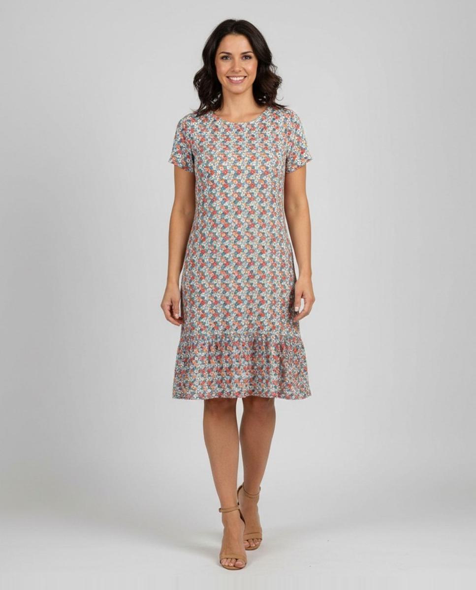 Imagem 0 de Vestido Estampado com Manga Curta