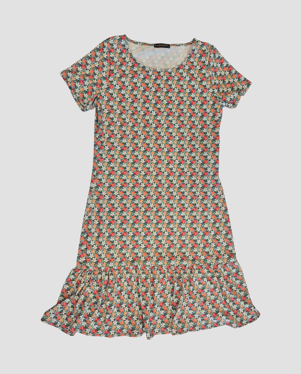 Vestido Estampado com Manga Curta Caqui-4