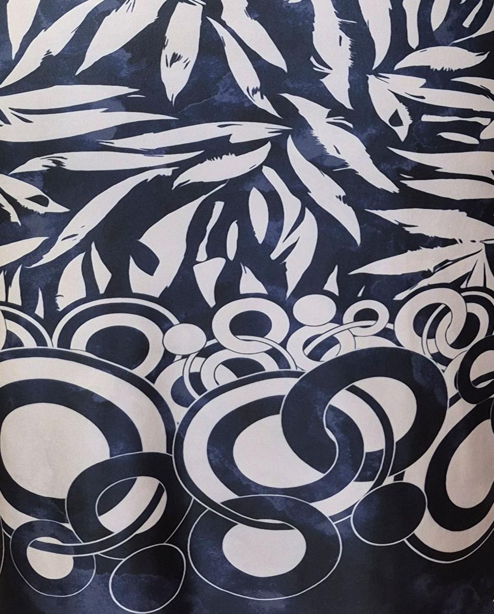 Vestido Estampado com Manga Comprida Azul-marinho-3