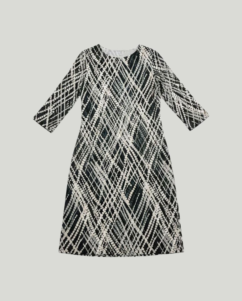 Vestido Estampado com Manga Comprida Verde-3