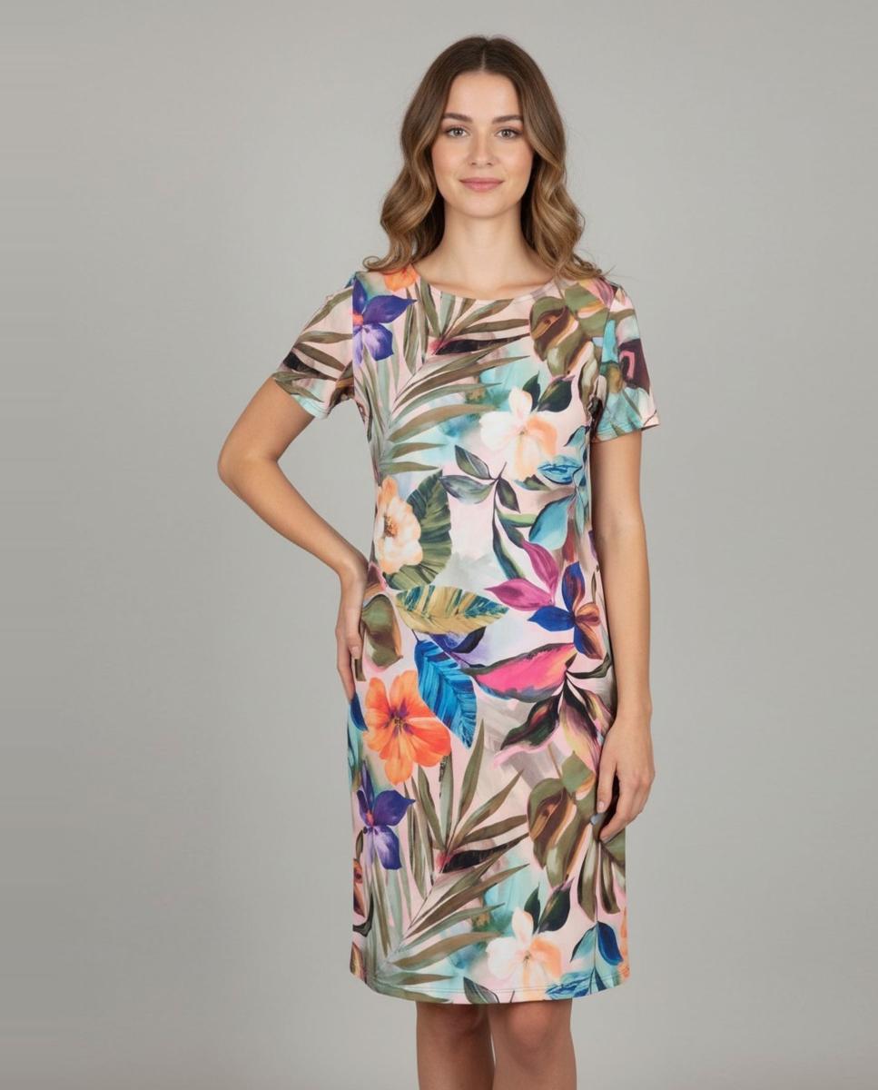 Imagem 0 de Vestido Estampado de Manga Curta