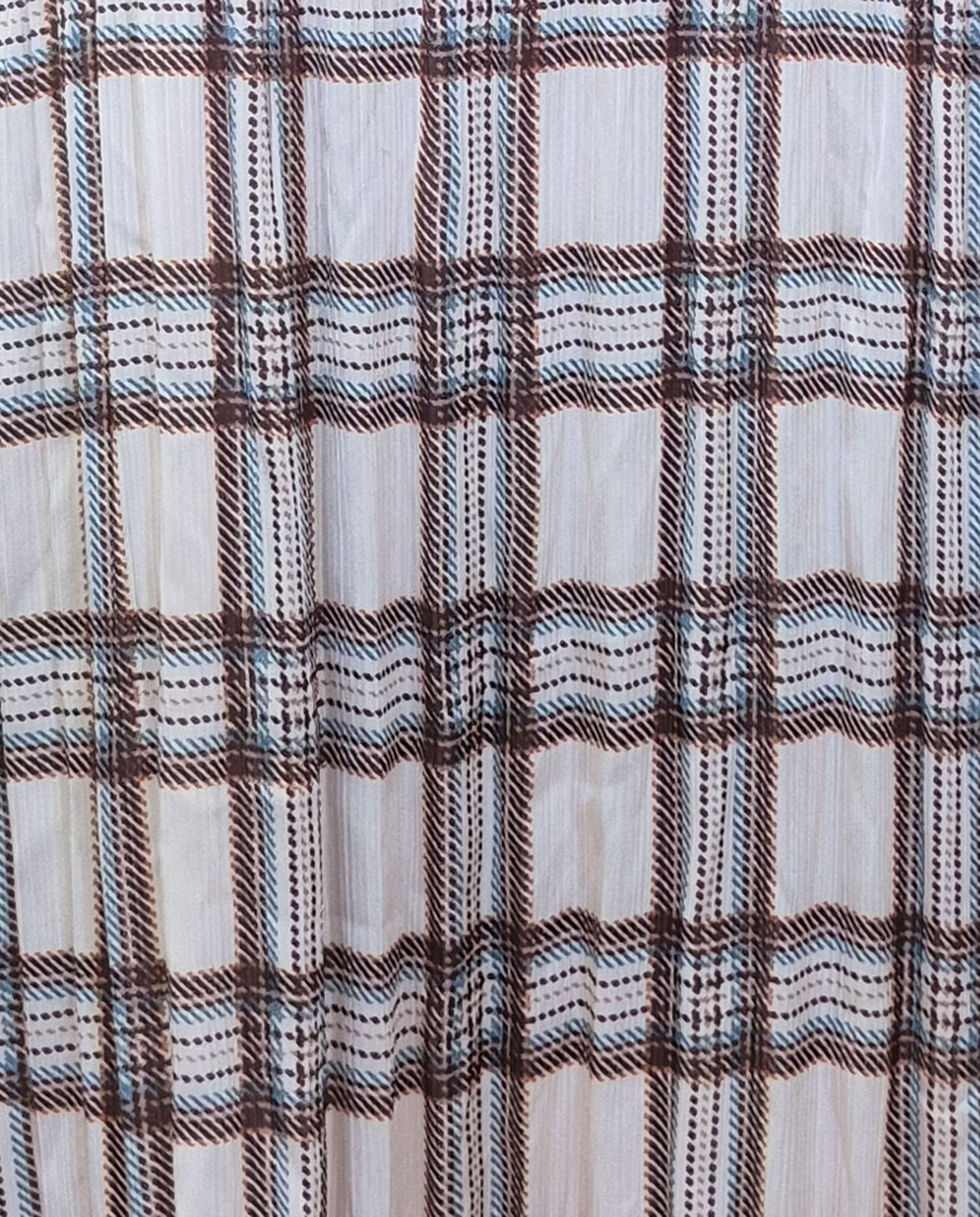 Vestido Estampado Plissado com Manga Comprida Castanho-3