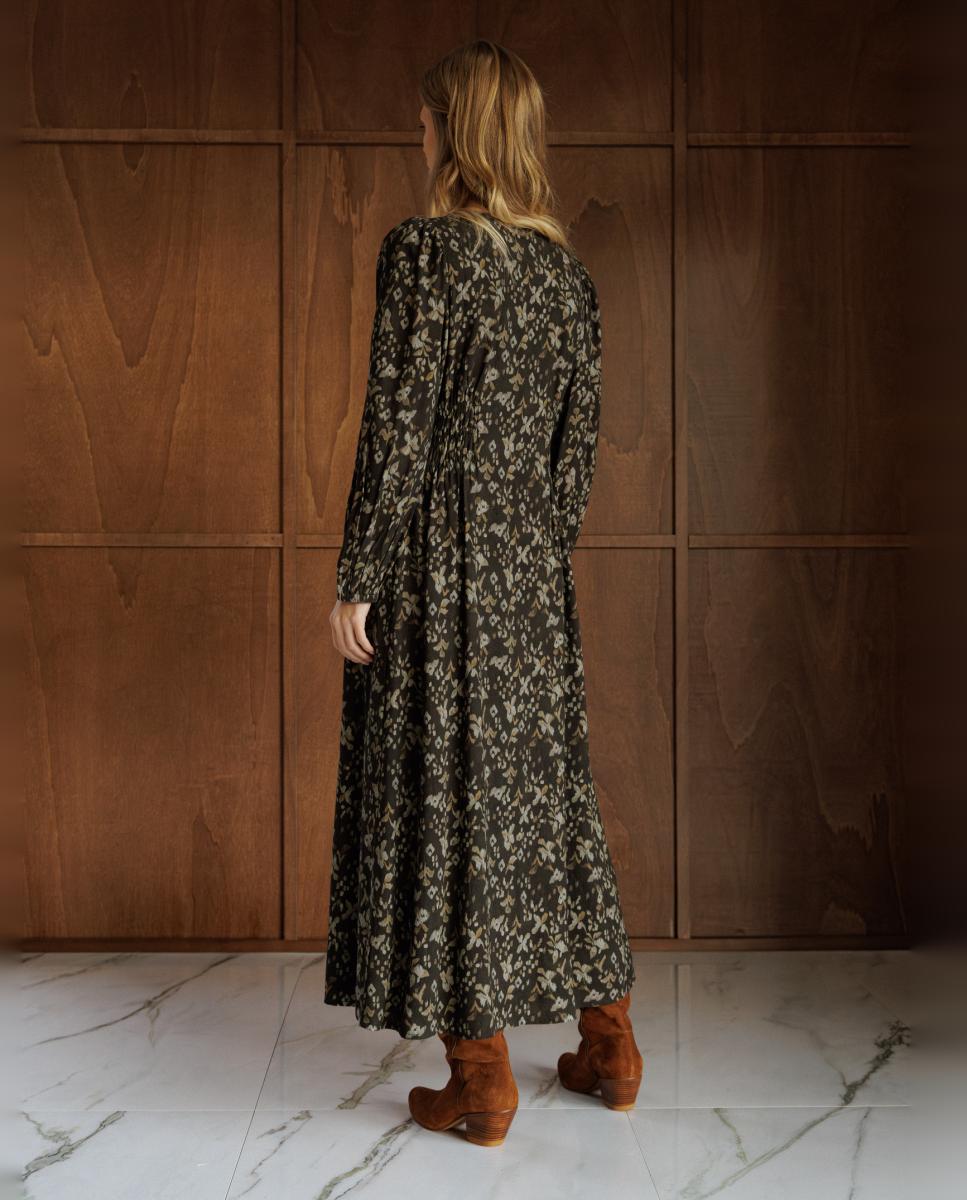 Vestido Maxi com Volume e Manga com Volume Preto-2