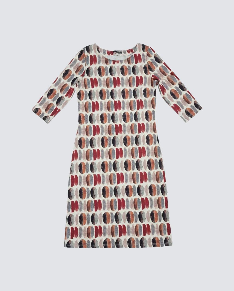 Vestido estampado com manga 3/4 Multicolor-4