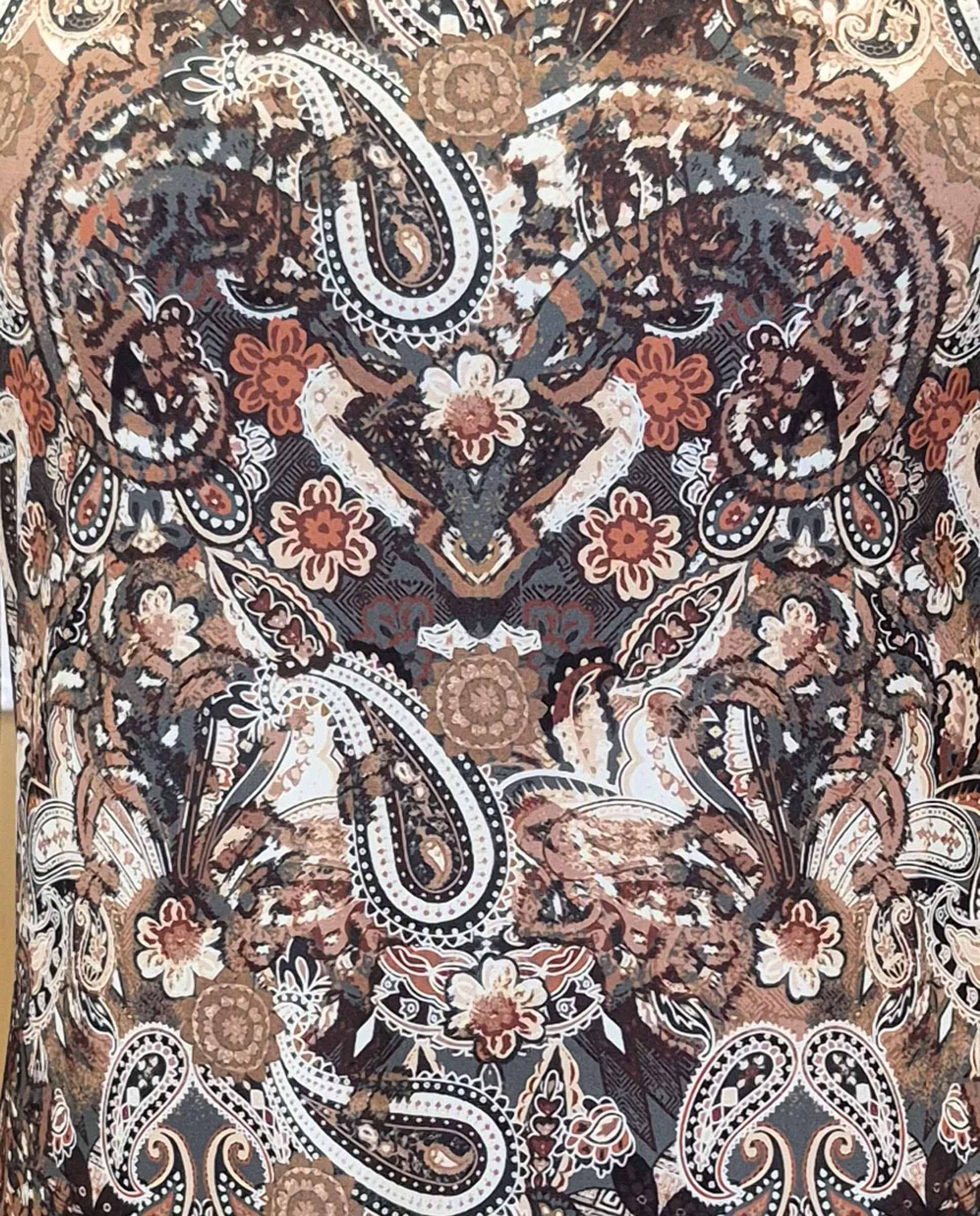 Vestido estampado de manga comprida Castanho-3