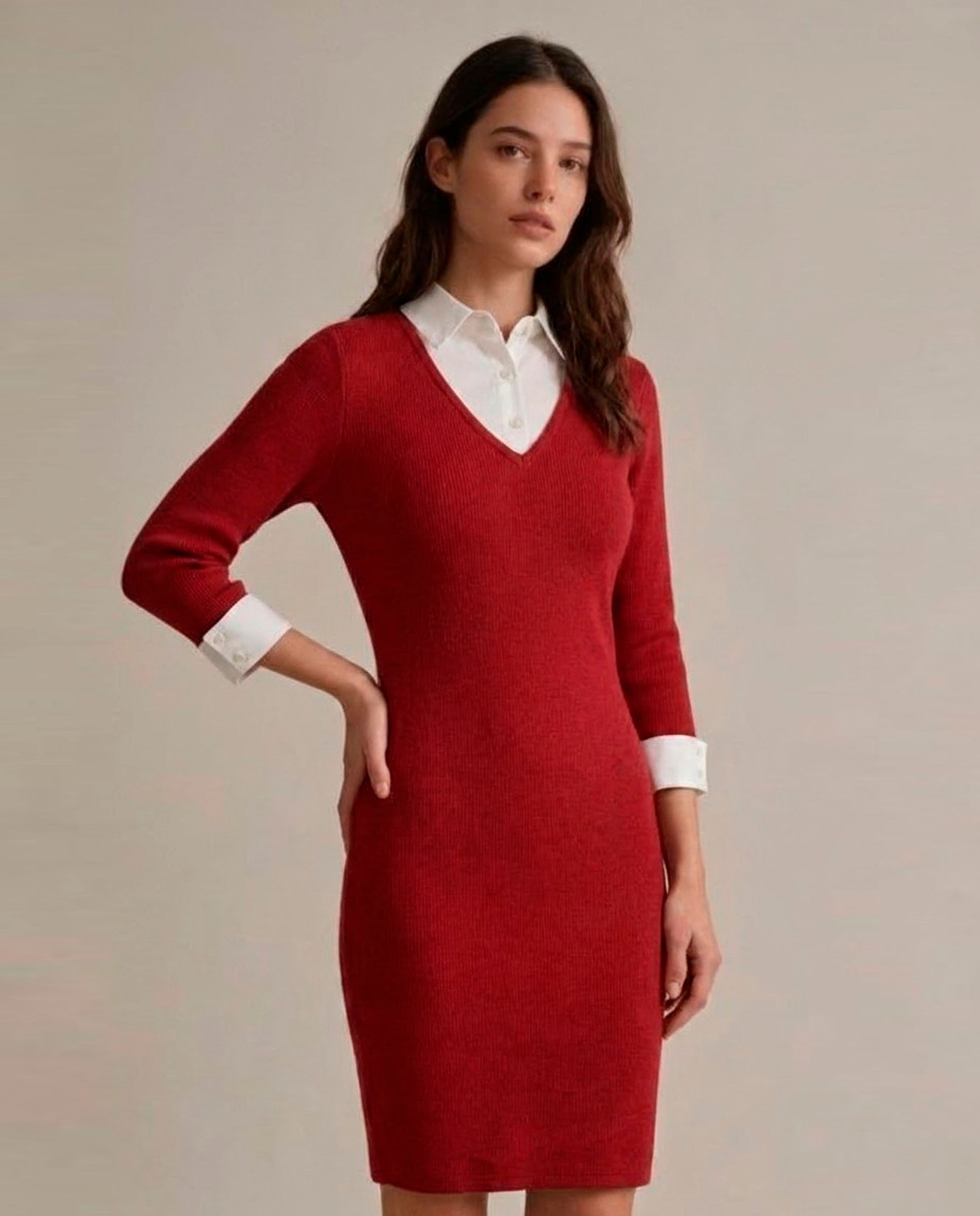 Imagem 1 de Vestido Liso Combinado