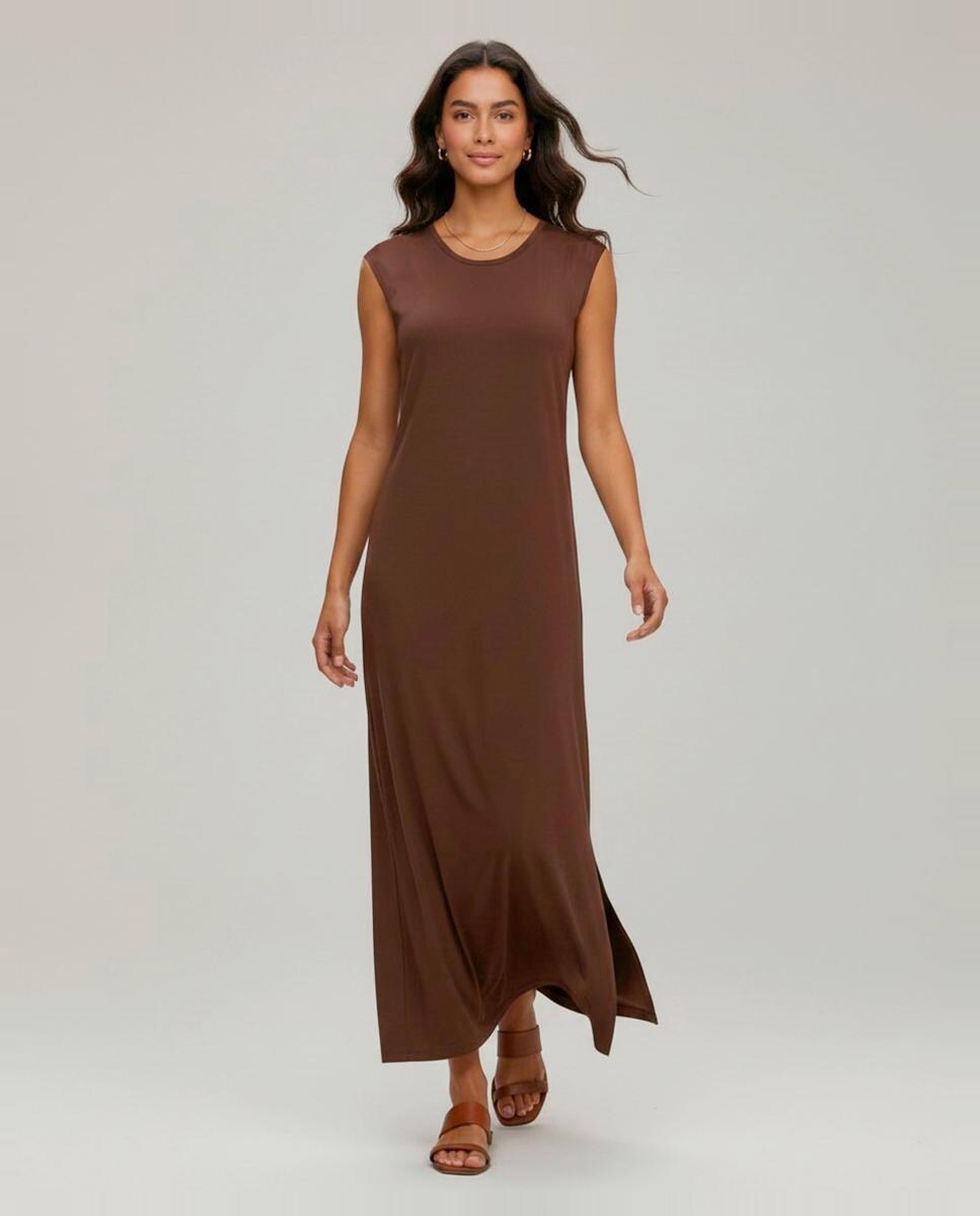 Vestido liso sin mangas Marrón (marron)