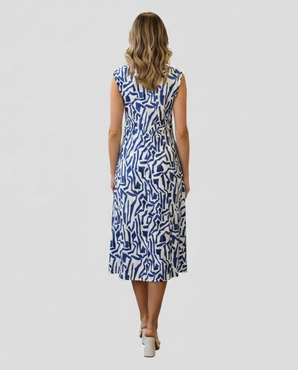 Vestido estampado sem mangas Azul-2