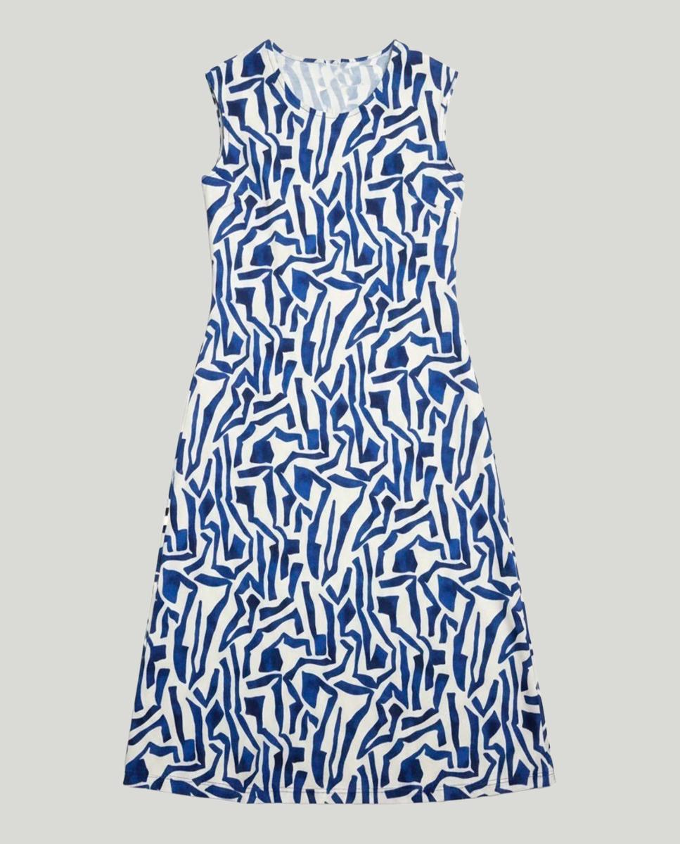 Vestido estampado sem mangas Azul-3