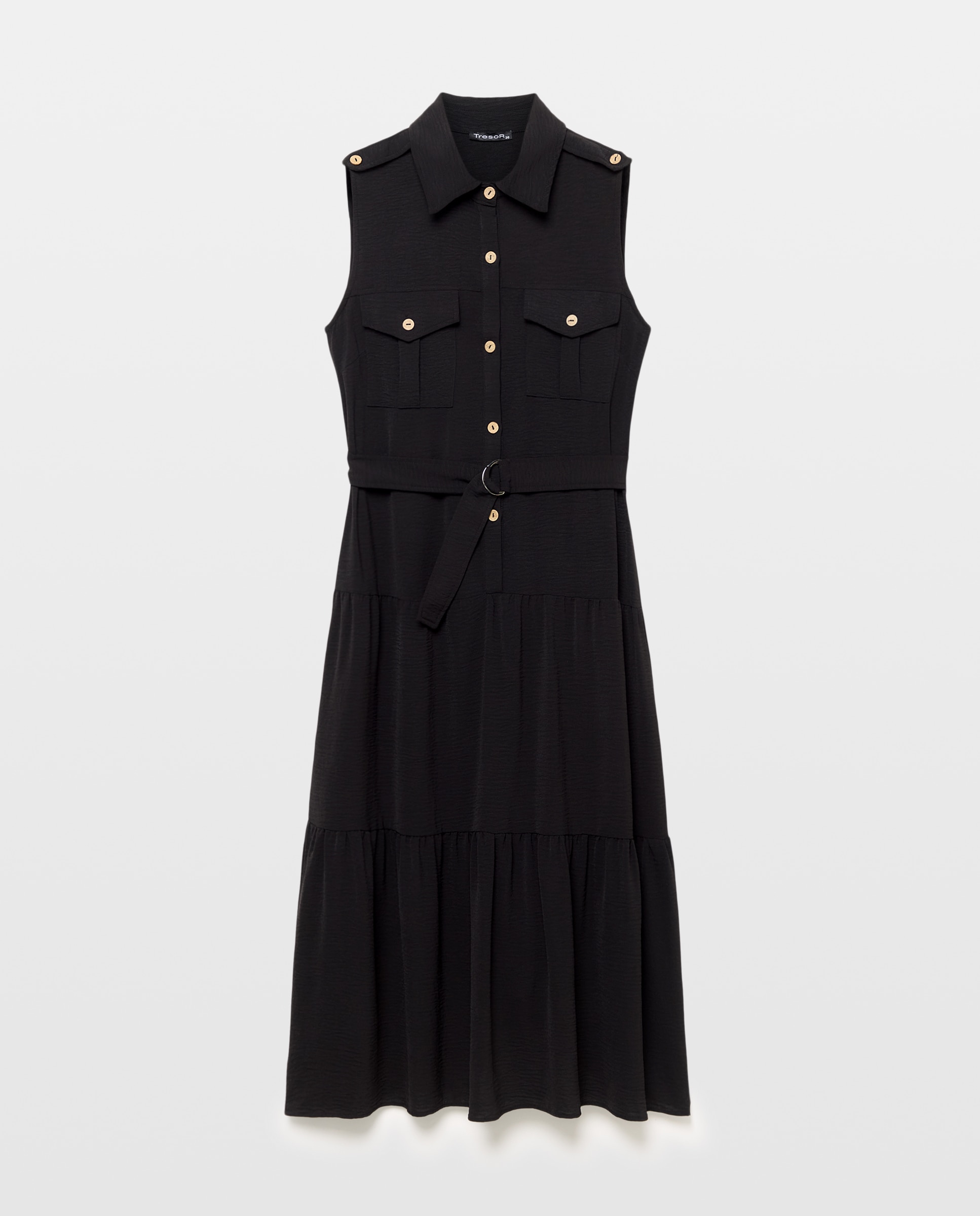 Vestido Liso sem Mangas Preto-4