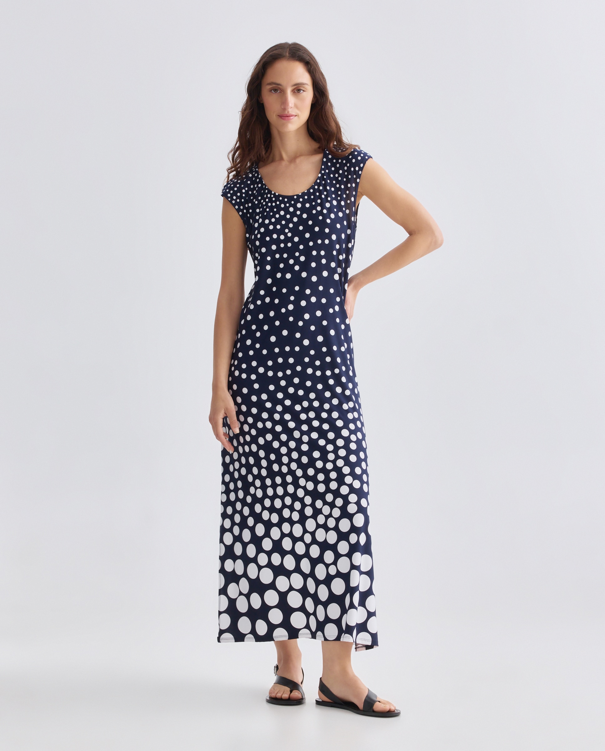 Vestido estampado sem mangas Azul-marinho-1