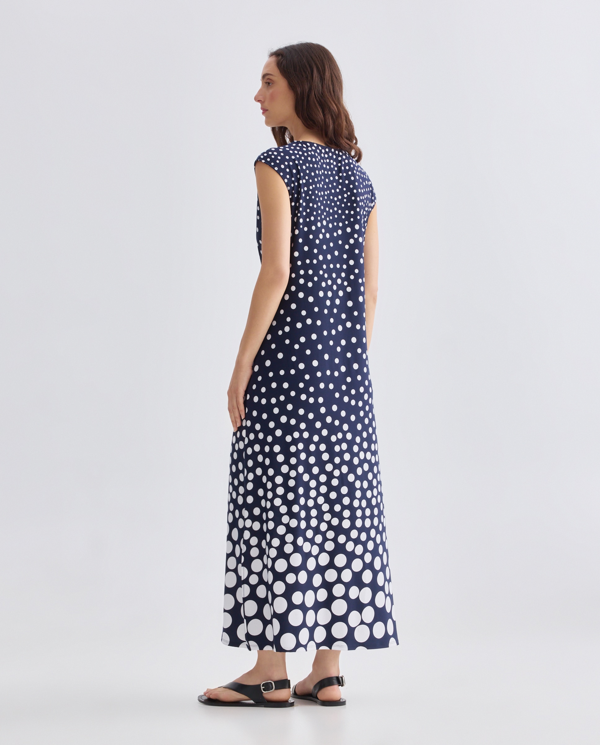 Vestido estampado sem mangas Azul-marinho-2