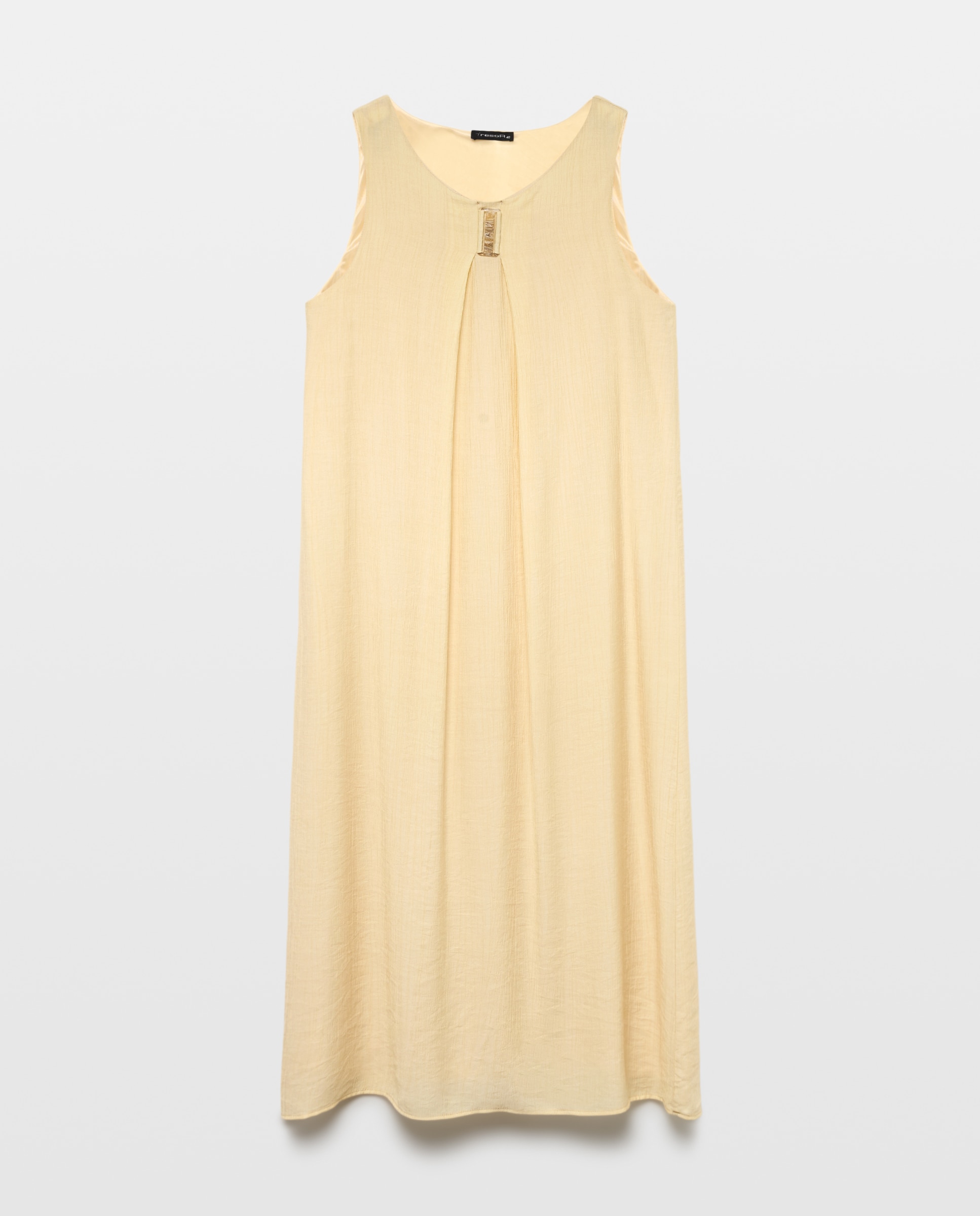 Vestido Liso sem Mangas Bege-4