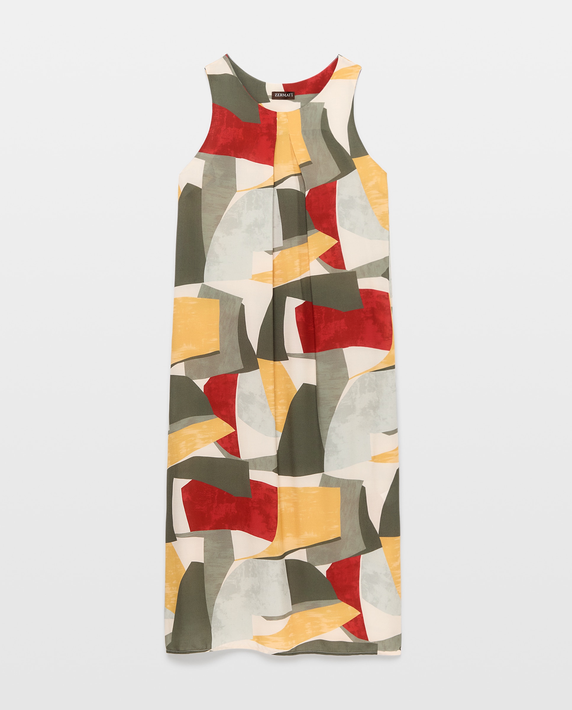 Vestido Estampado sem Mangas Caqui-4