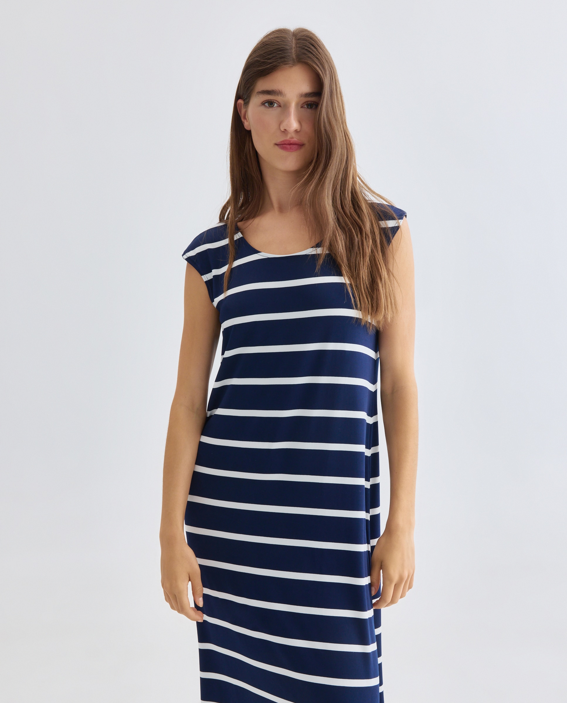 Vestido estampado sem mangas Azul-marinho-2