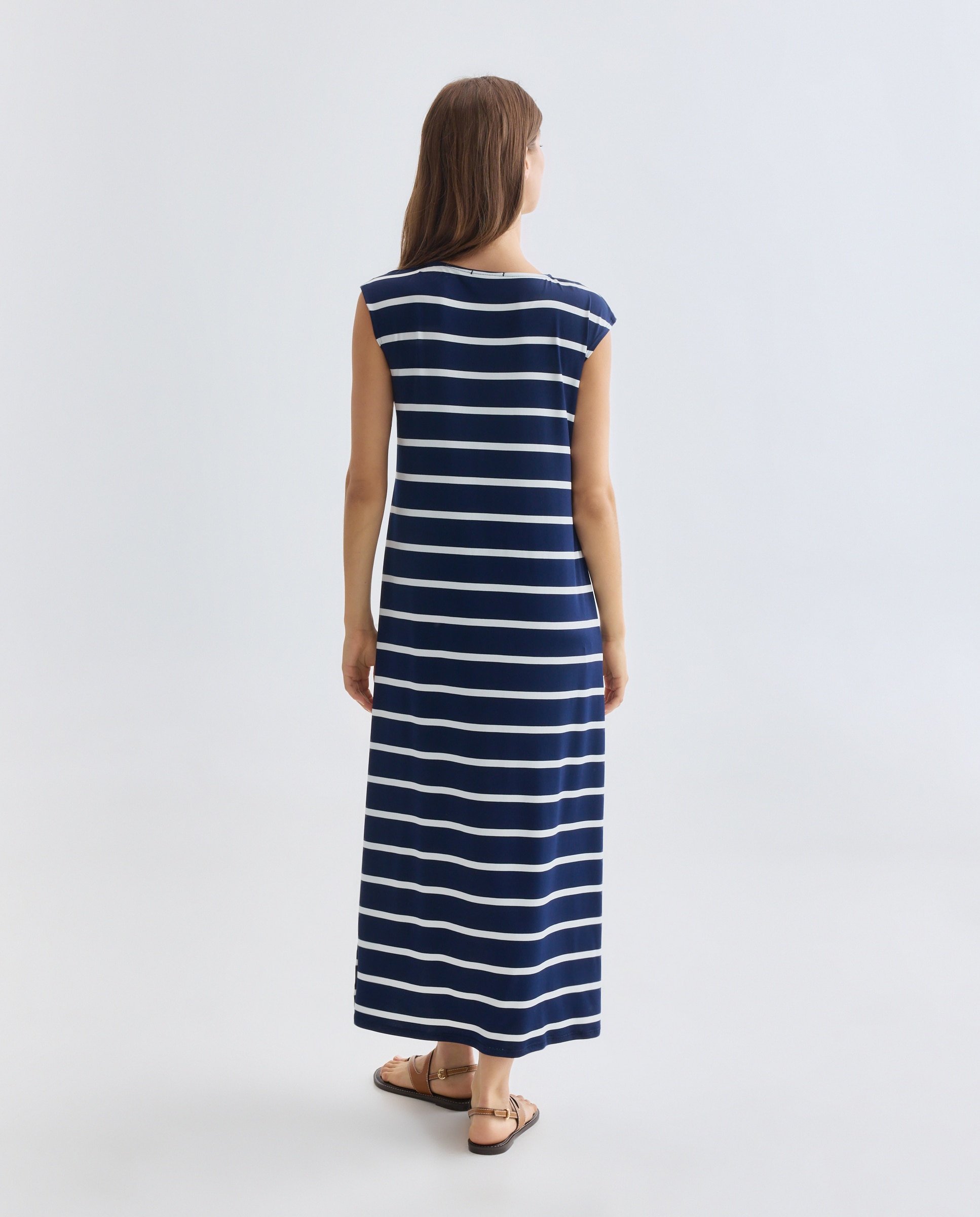 Vestido estampado sem mangas Azul-marinho-3