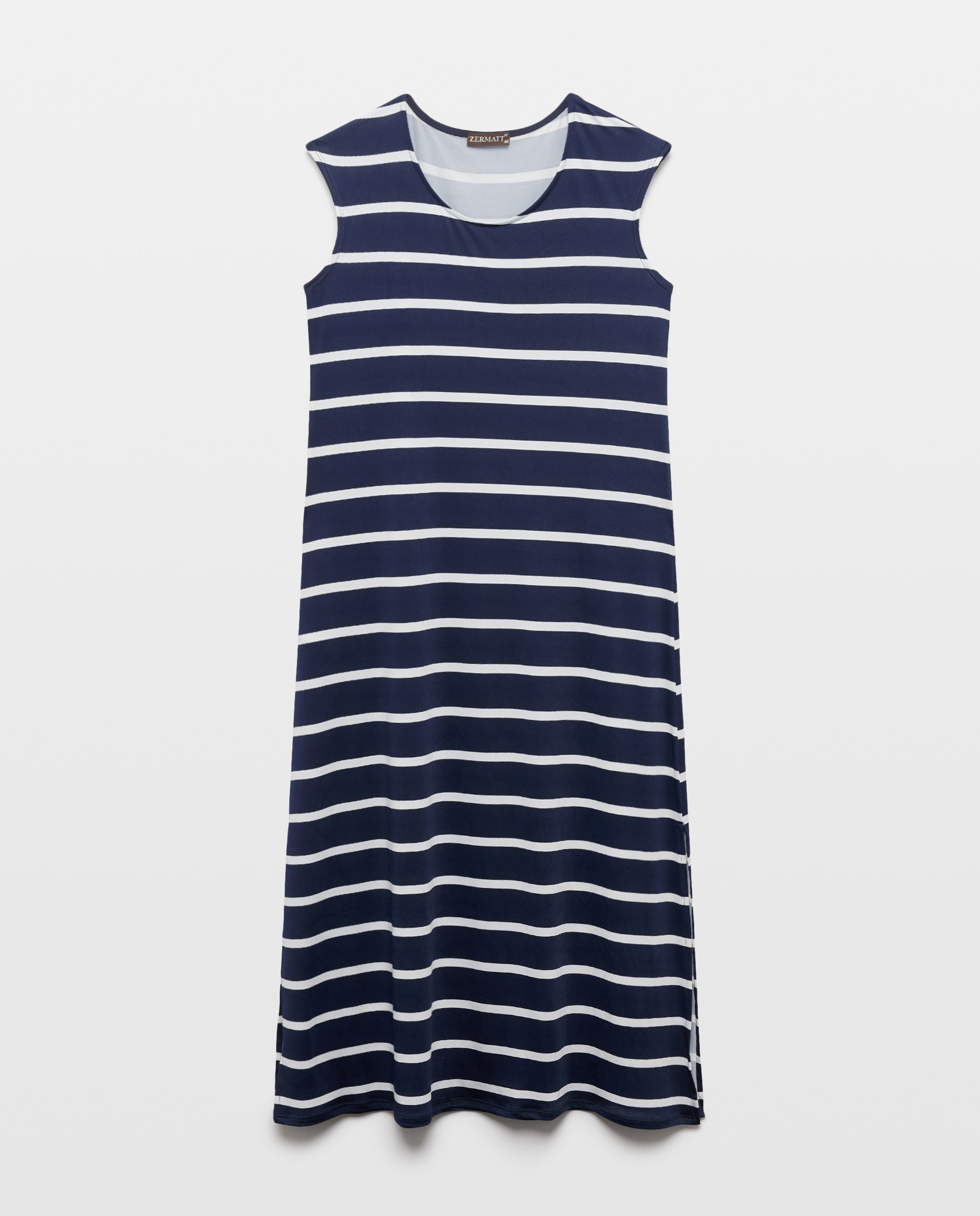 Vestido estampado sem mangas Azul-marinho-4