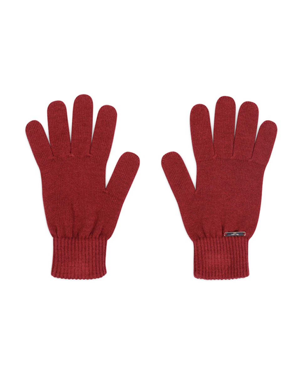 Luvas de Malha de Mistura de Lã Vermelho/Grená-1