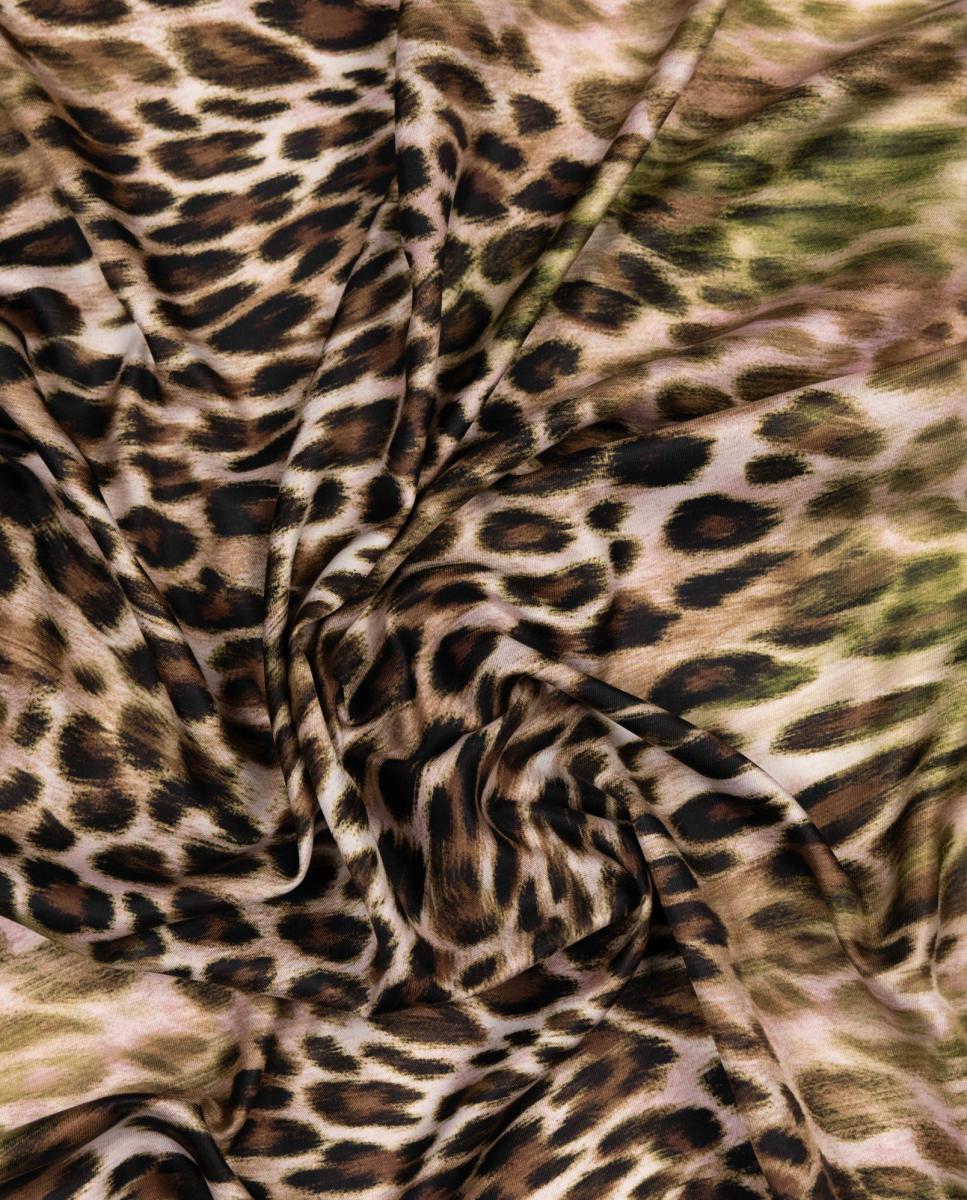 Lenço de Formato Carré Romantic com Animal Print Verde pardo-2