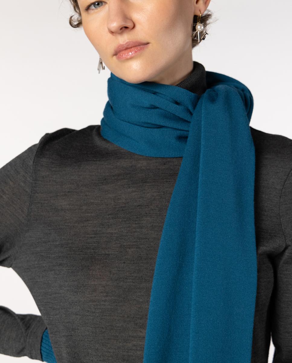 Bufanda de mujer de punto liso - Naulover - Azul índigo Azul índigo-2