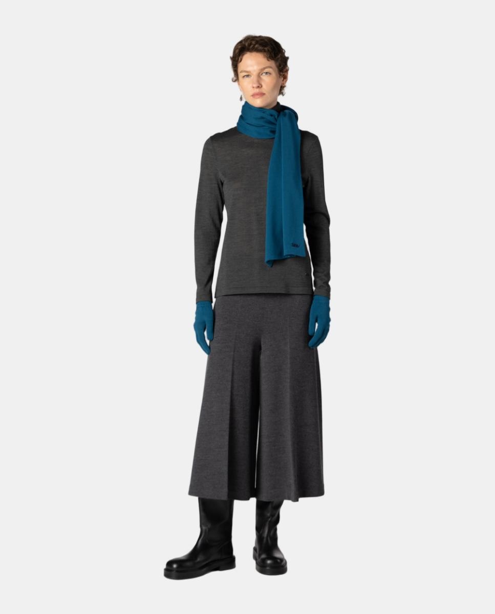 Bufanda de mujer de punto liso - Naulover - Azul índigo Azul índigo-3