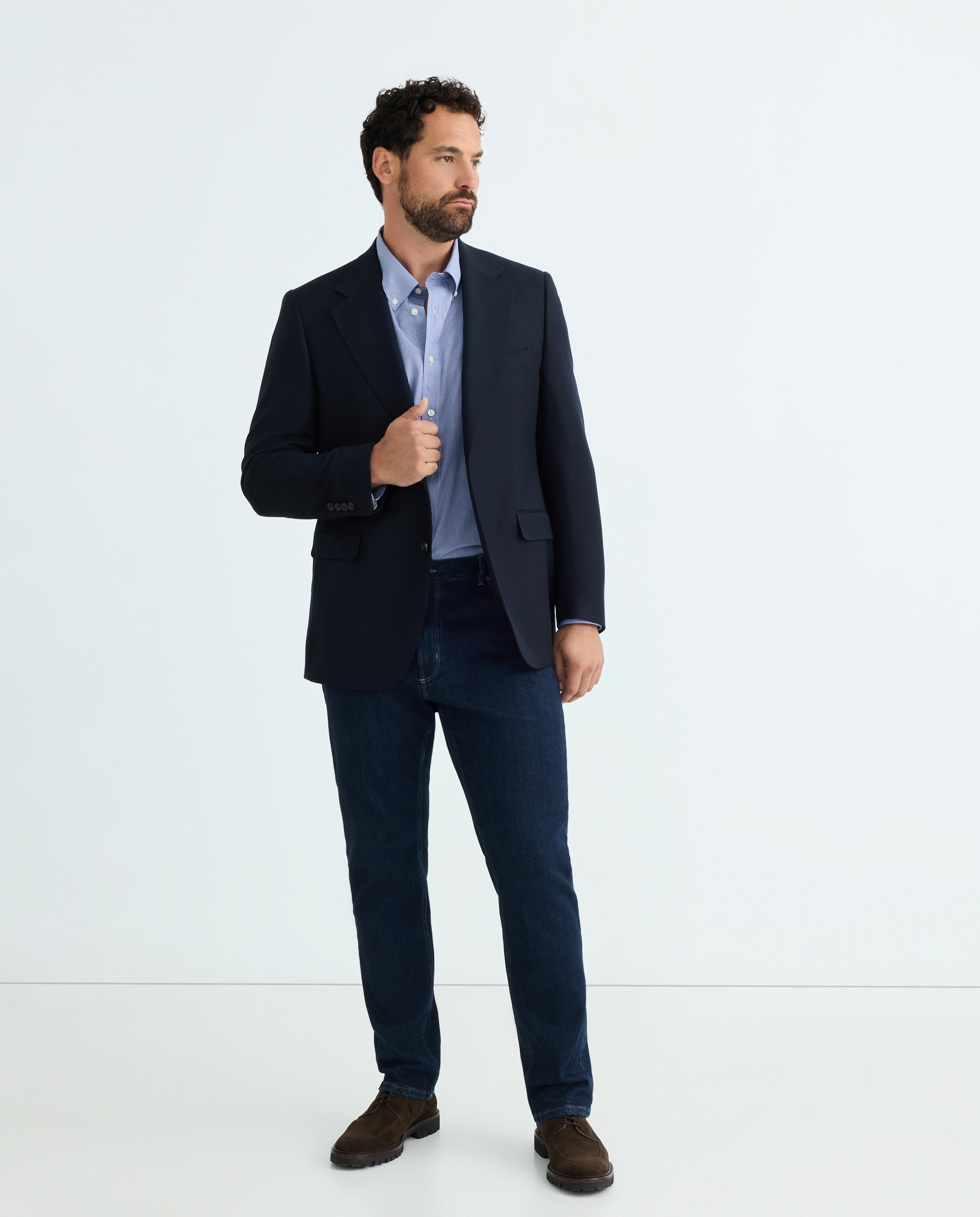 Blazer com Estrutura Tamanhos Grandes Azul-3