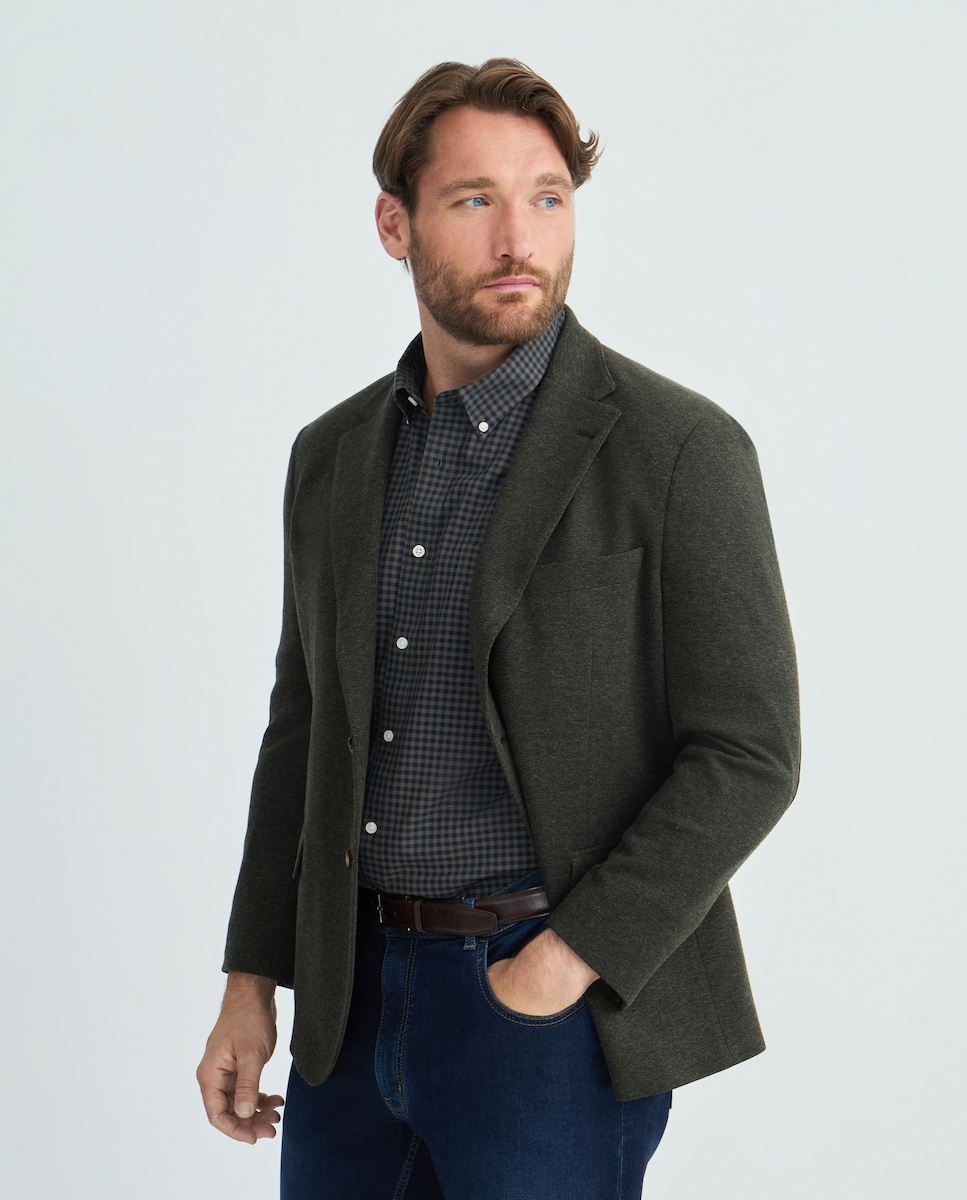 Casaco Tamanhos Grandes de Malha com Micro Estrutura Verde-1