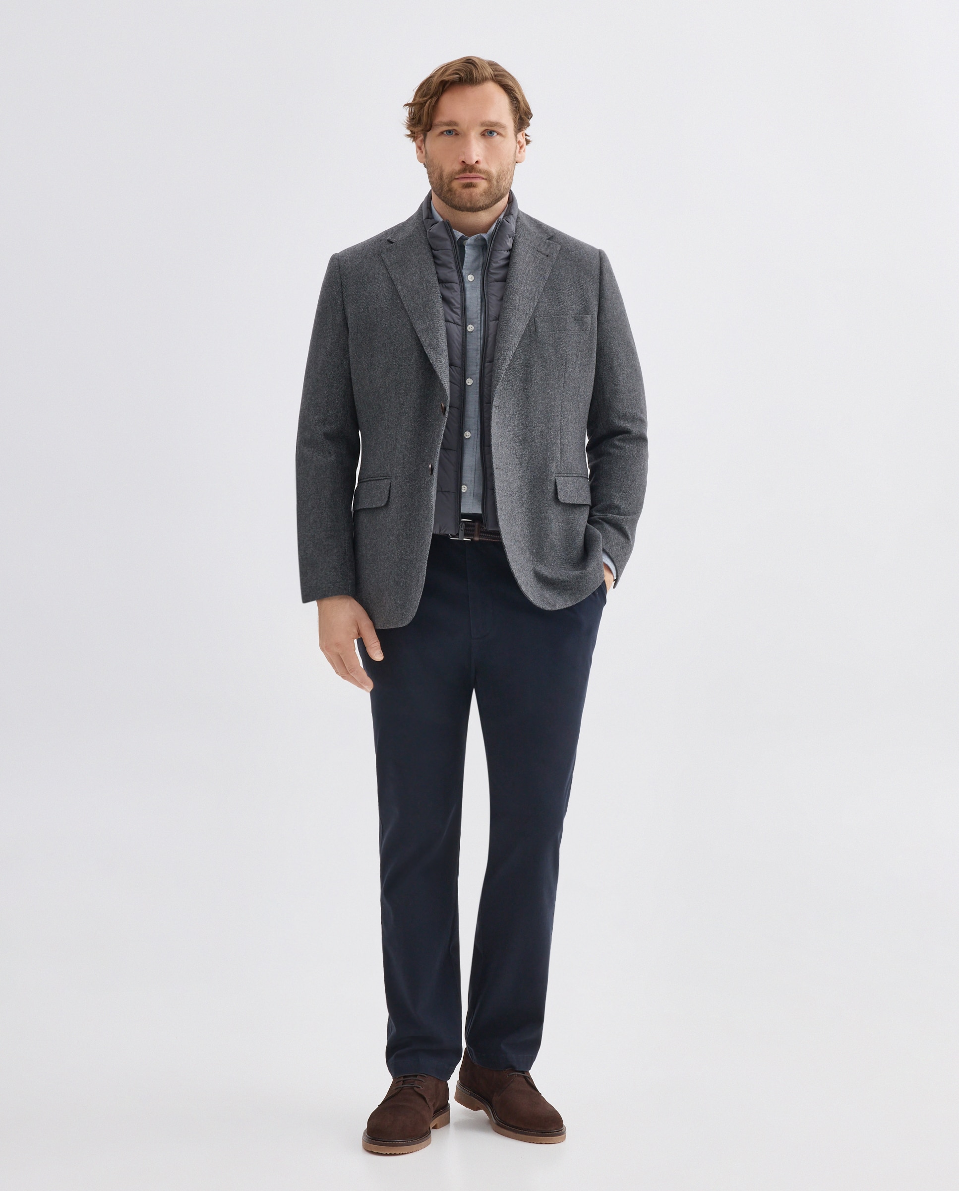 Imagen 2 de Chaqueta de hombre de lana con pecherin desmontable. - Dustin - Gris oscuro Gris oscuro
